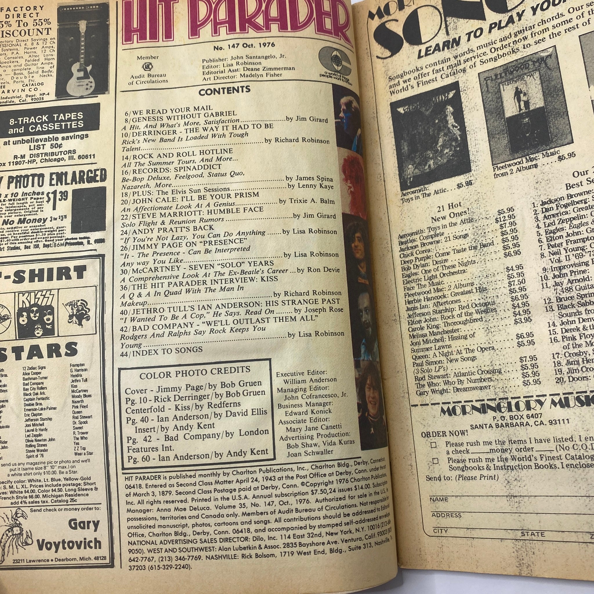 VTG Hit Parader Magazine October 1976 Led Zeppelin, Paul McCartney No Label