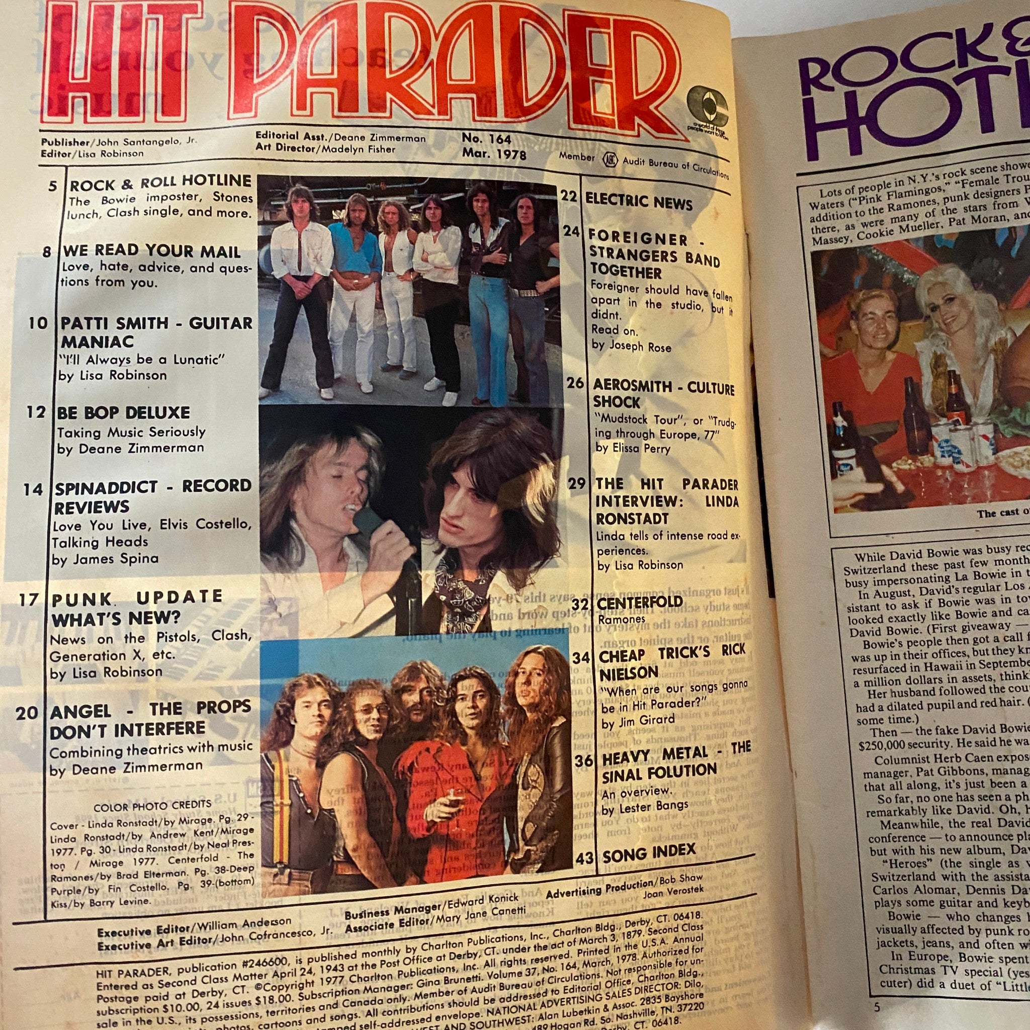 VTG Hit Parader Magazine March 1978 Linda Ronstadt's Tour w Poster No Label