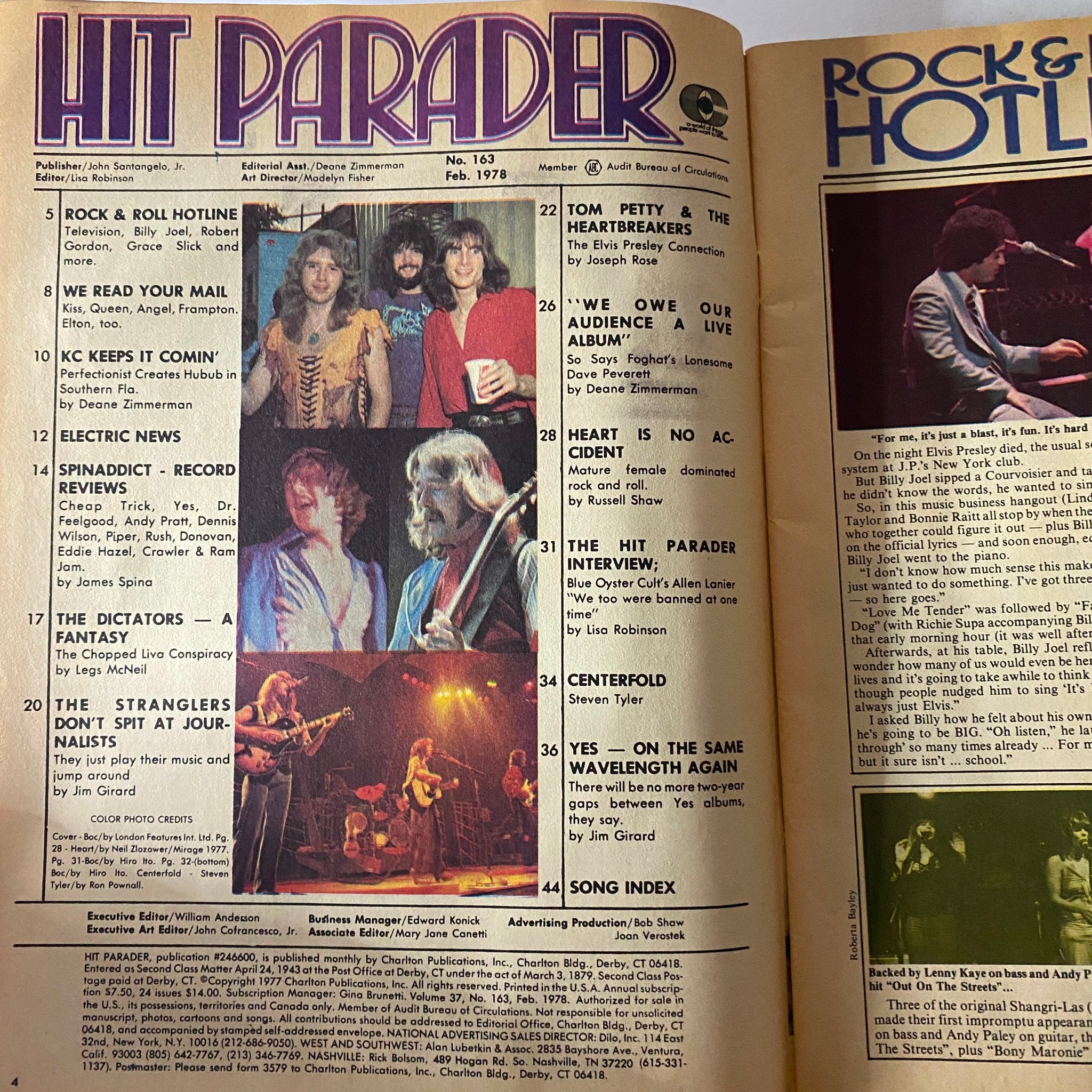 VTG Hit Parader Magazine February 1978 Blue Oyster Cult w Poster No Label