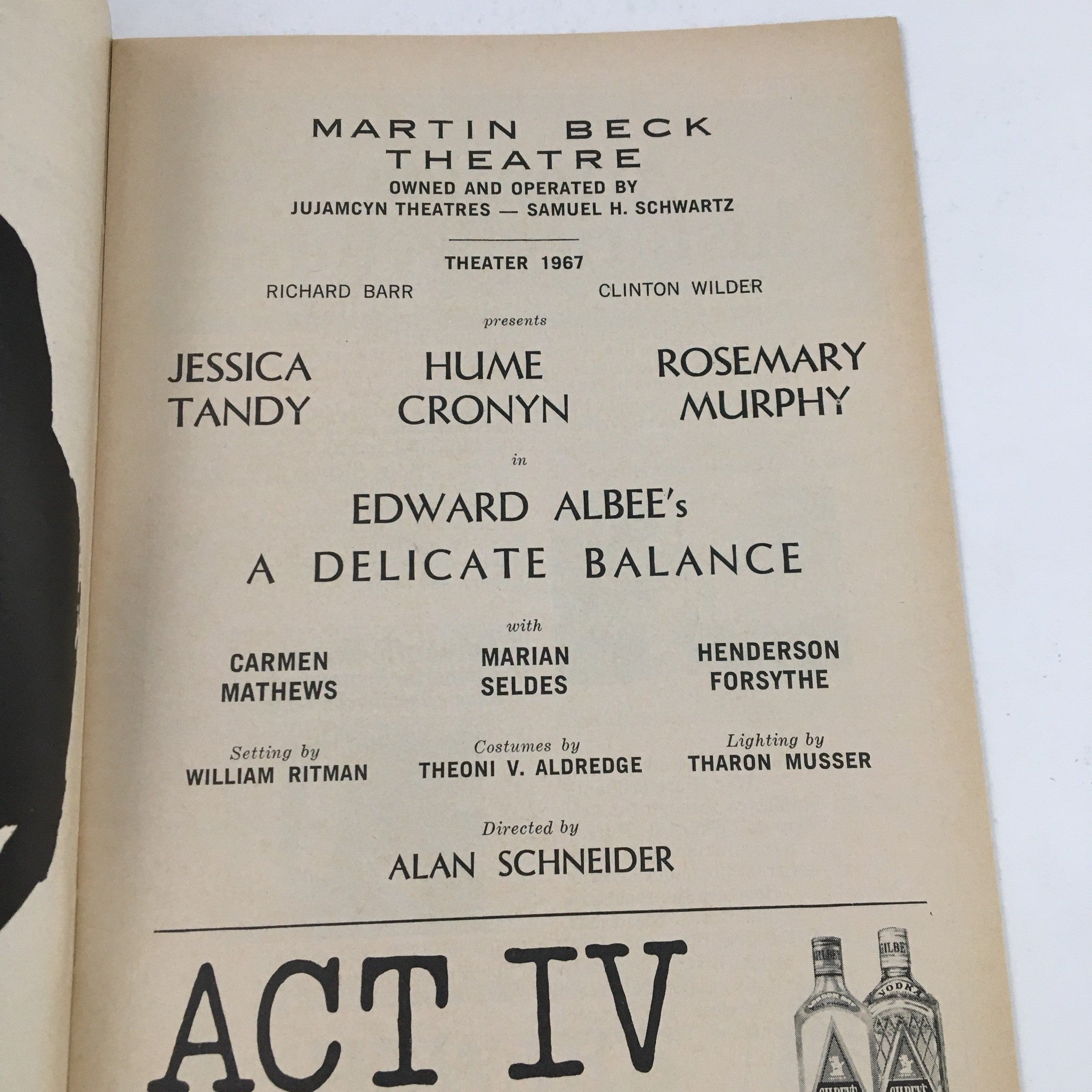 1966 Playbill Martin Beck Theatre Present Edward Albee's A Delicate Balance