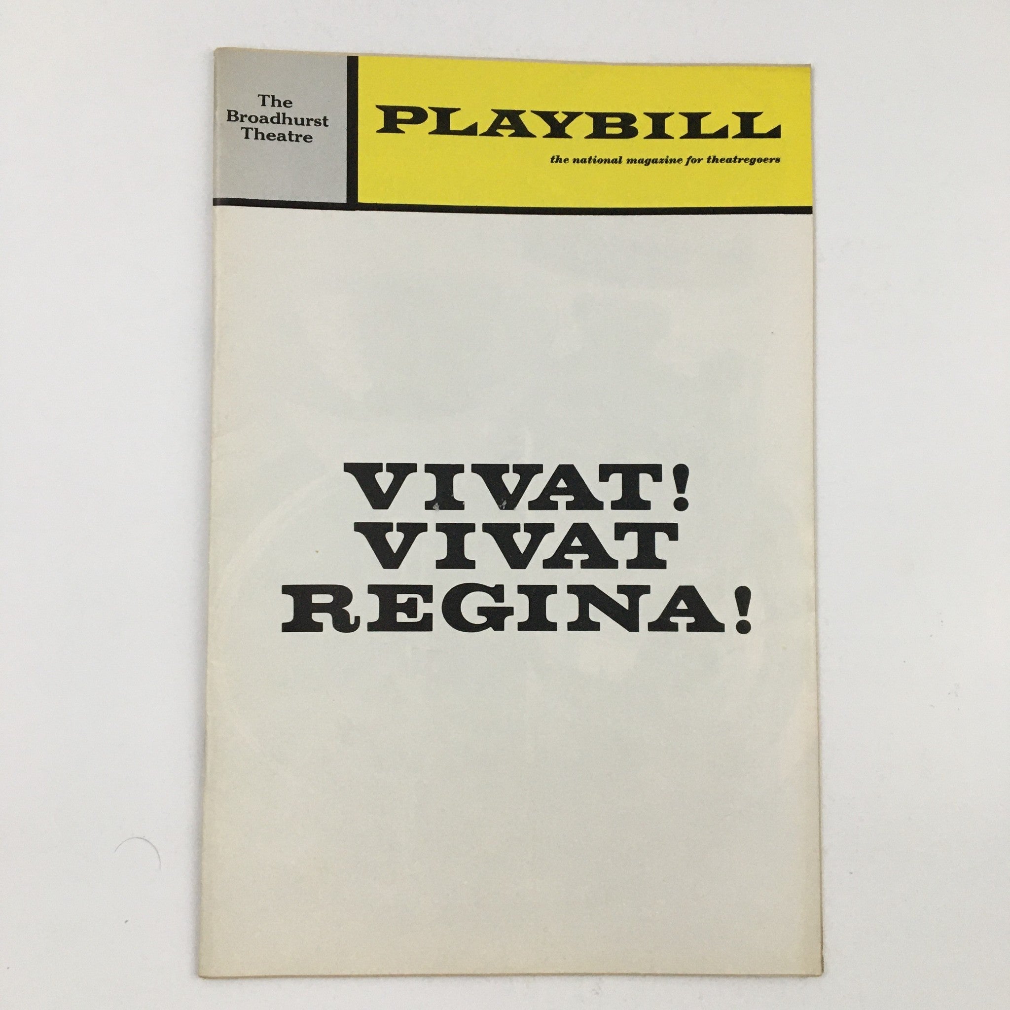 1972 Playbill Broadhurst Theatre Present Claire Bloom in Vivat Vivat Regina