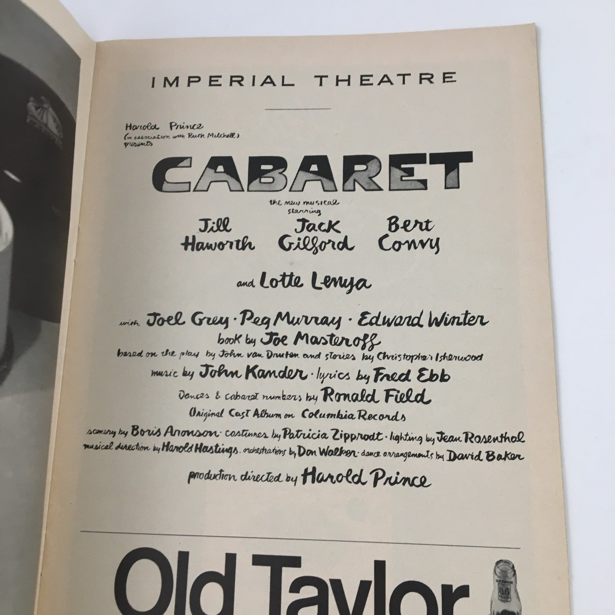 1967 Playbill Imperial Theatre Present Jack Gillord in Cabaret by Harold Prince