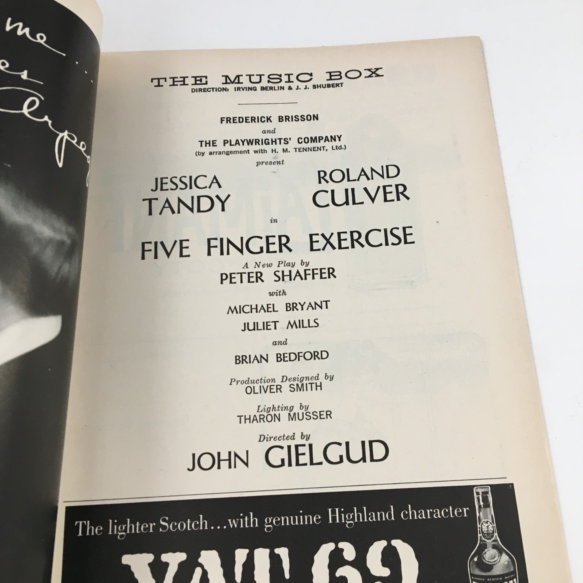 1960 Playbill The Music Box Present Jessica Tandy in Five Finger Excercise