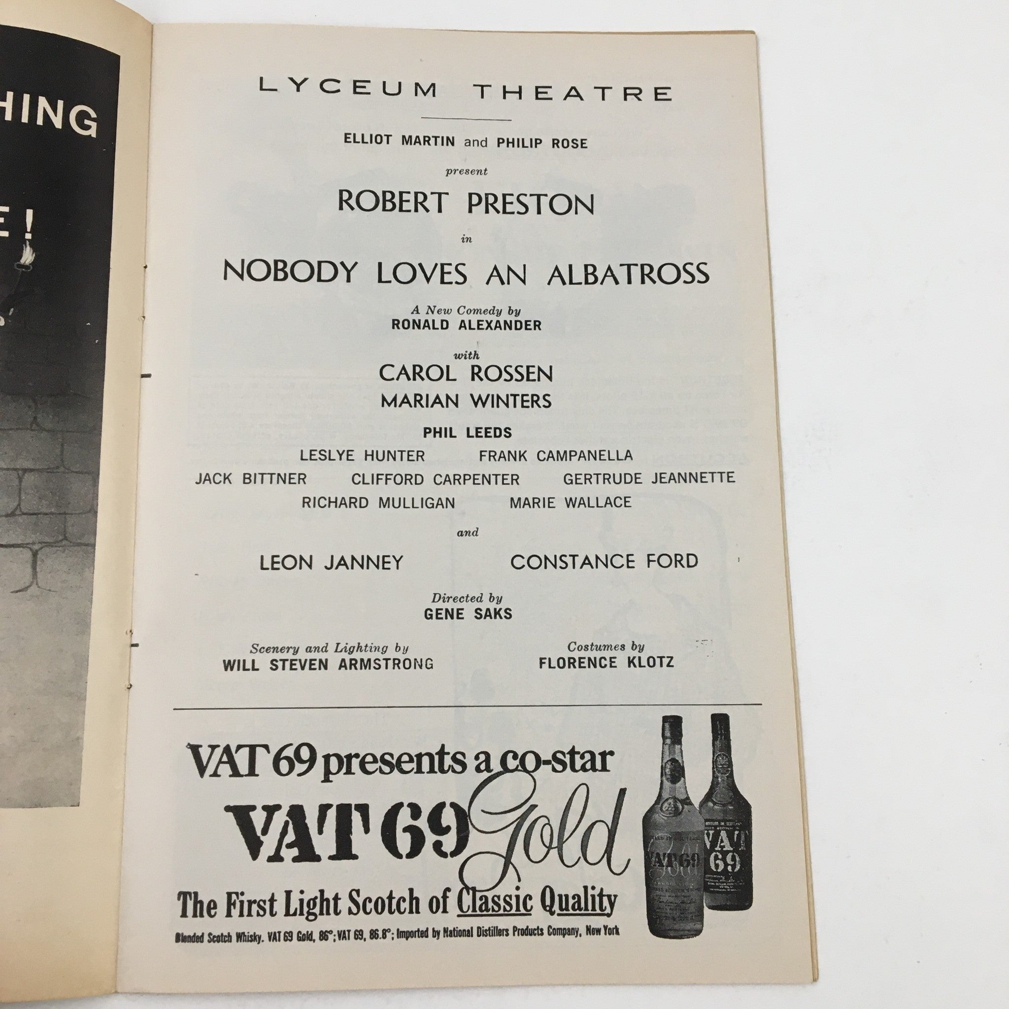 1964 Playbill Lyceum Theatre Present Robert Preston in Nobody Loves An Albatross