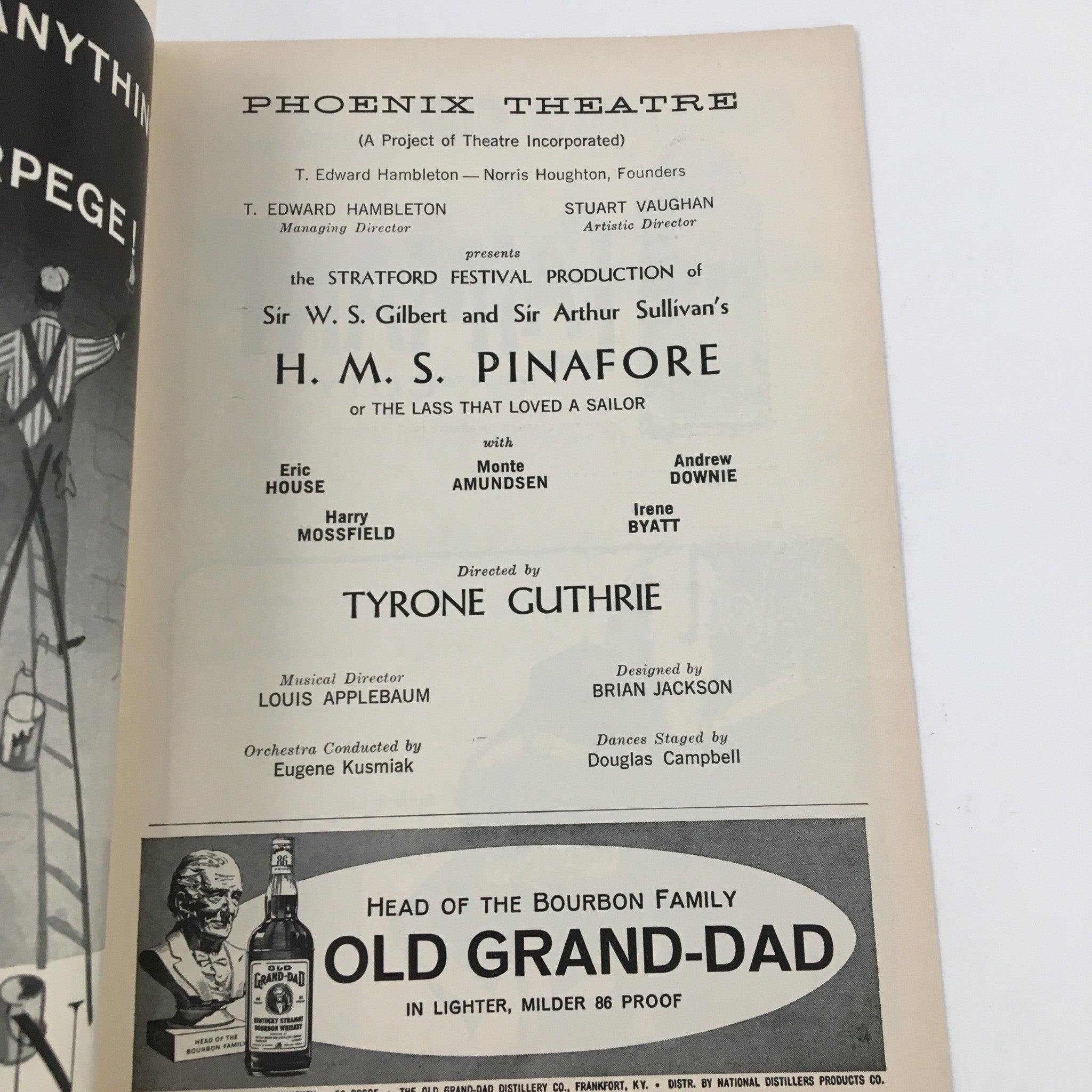 1960 Playbill Phoenix Theatre Present H.M.S. Pinafore by Tyrone Guthrie