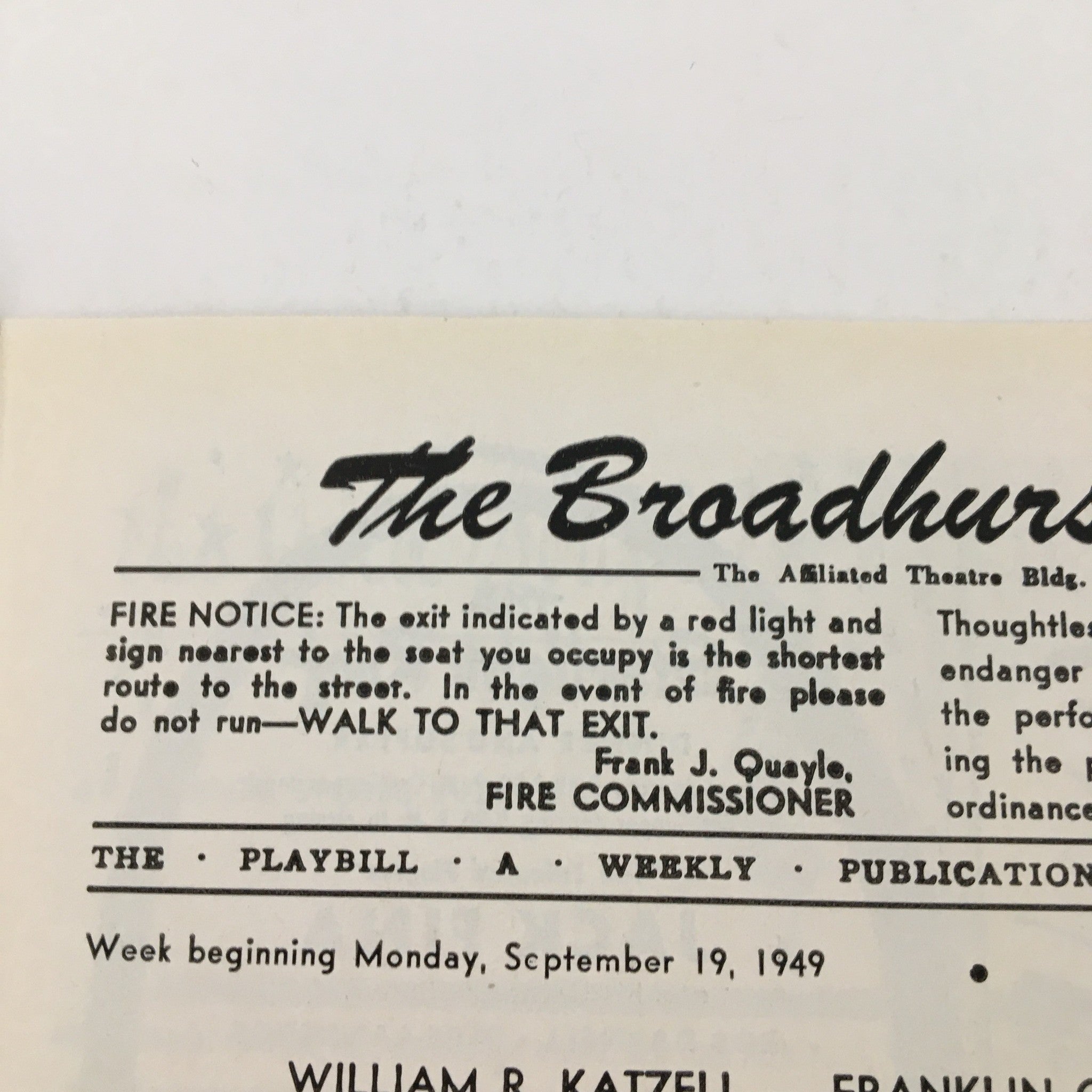 1949 Playbill The Broadhurst Theatre William R. Katzell Present Lend An Ear