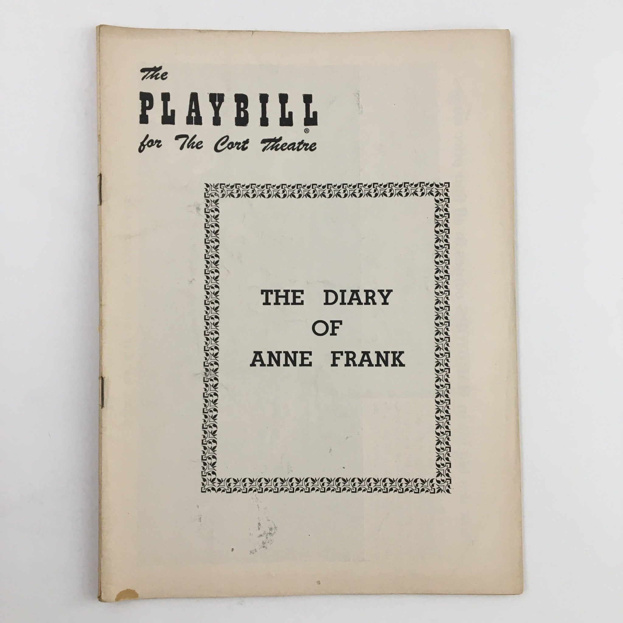 1955 Playbill Cort Theatre Present Joseph Schildkraut in The Diary of Anne Frank