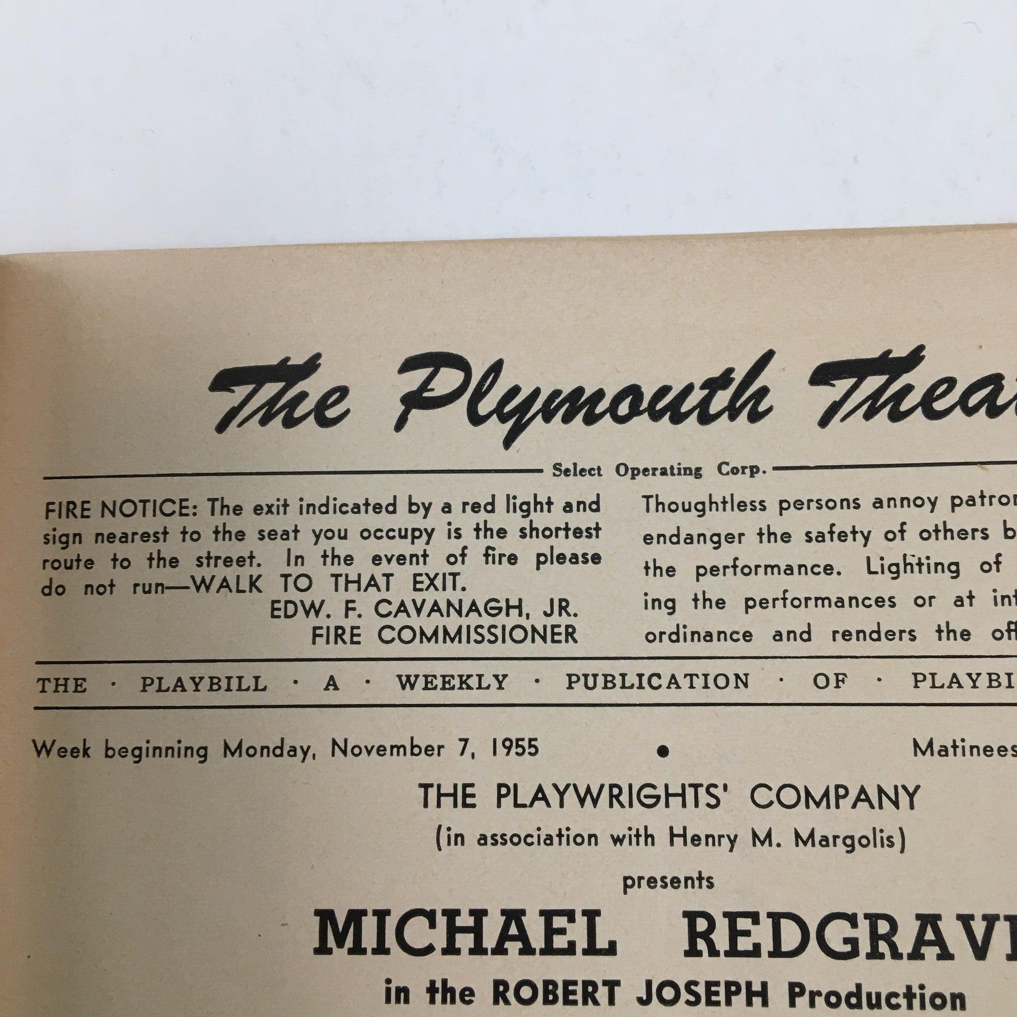 1955 Playbill The Plymouth Theatre Presents Tiger At The Gates by Harold Clurman