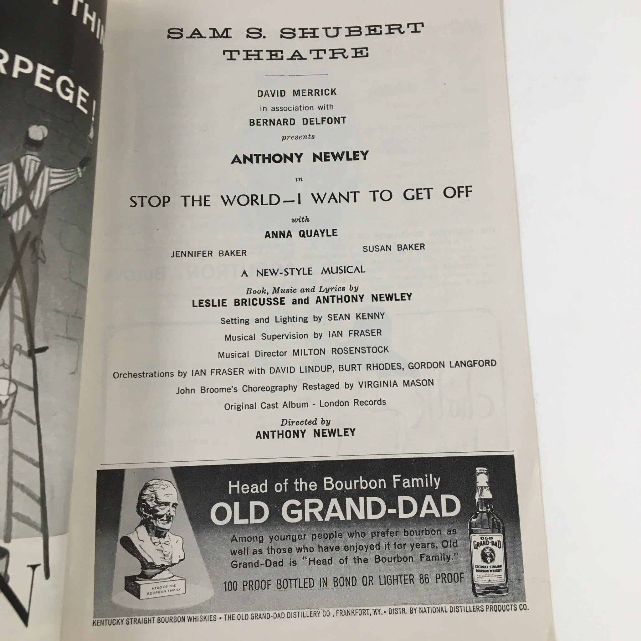 1962 Playbill Sam S. Shubert Theatre Present Stop The World I Want To Get Off