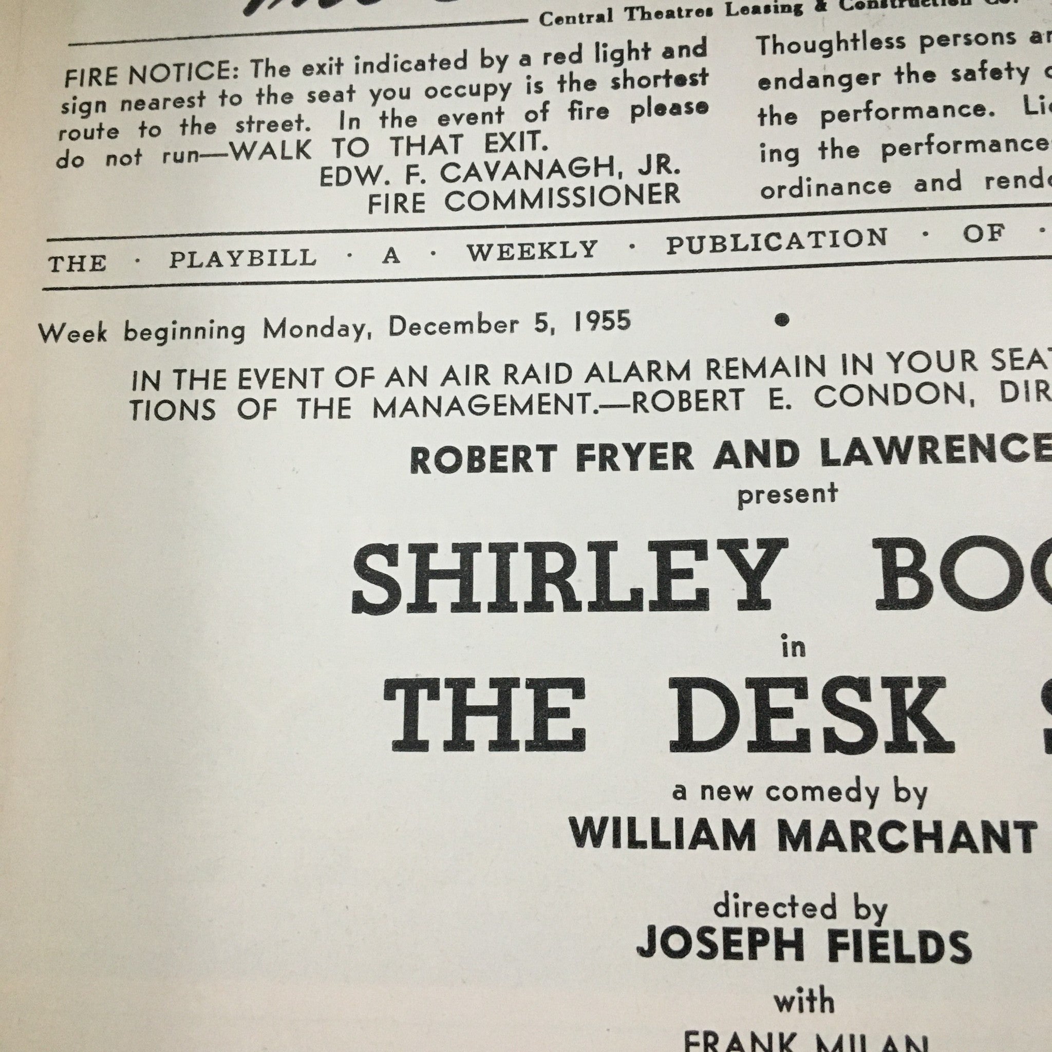 1955 Playbill The Broadhurst Theatre Present Shirley Booth in The Desk Set