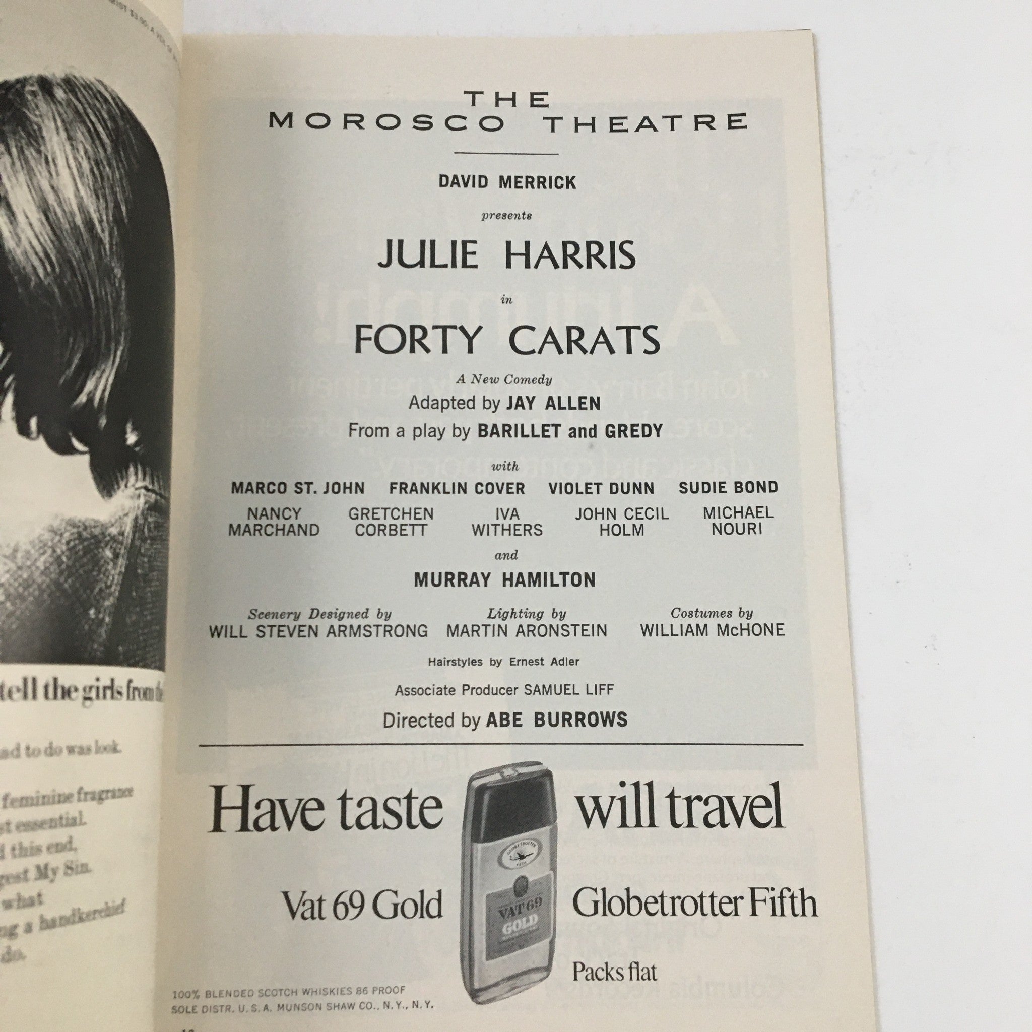 1969 Playbill The Morosco Theatre Present Julie Harris in Forty Carats