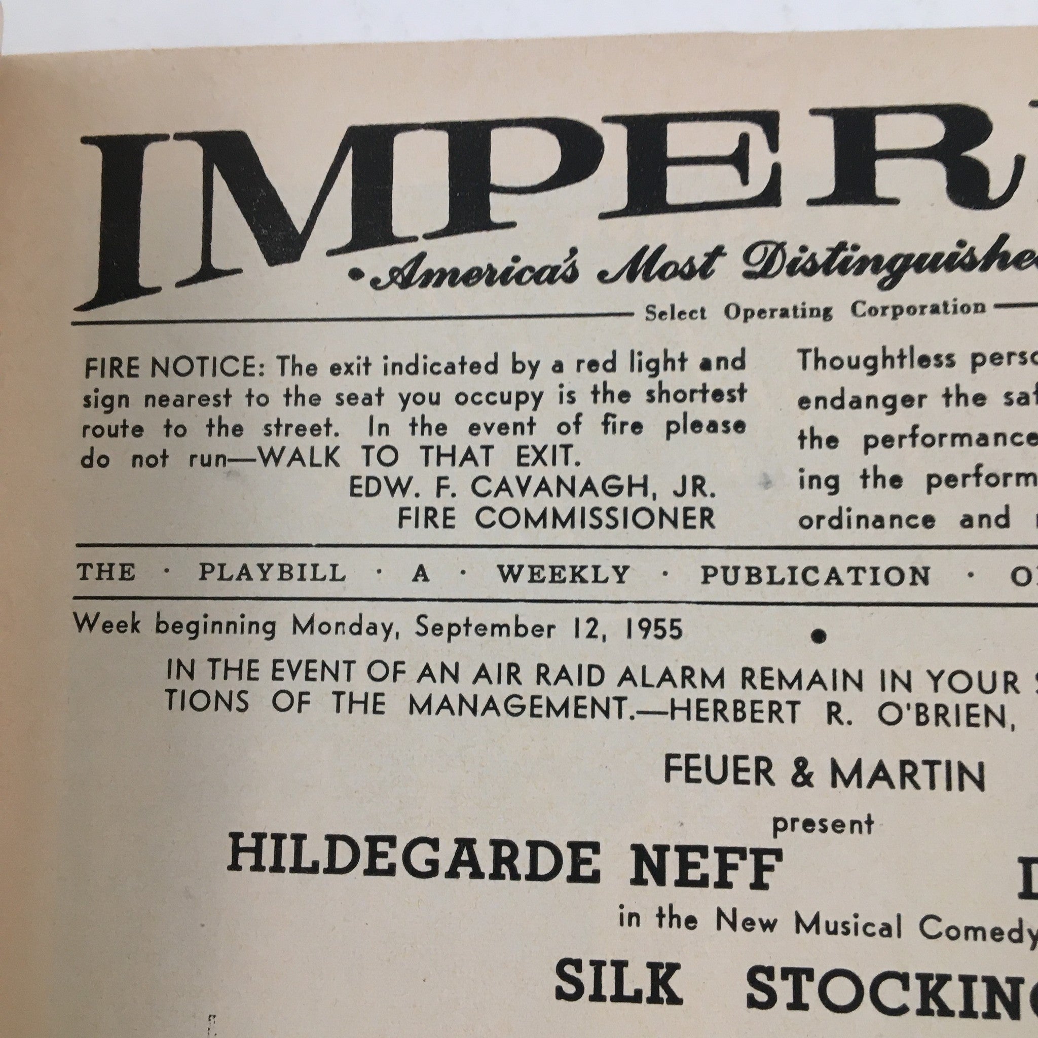 1955 Playbill The Imperial Theatre Present Silk Stockings by Cole Porter