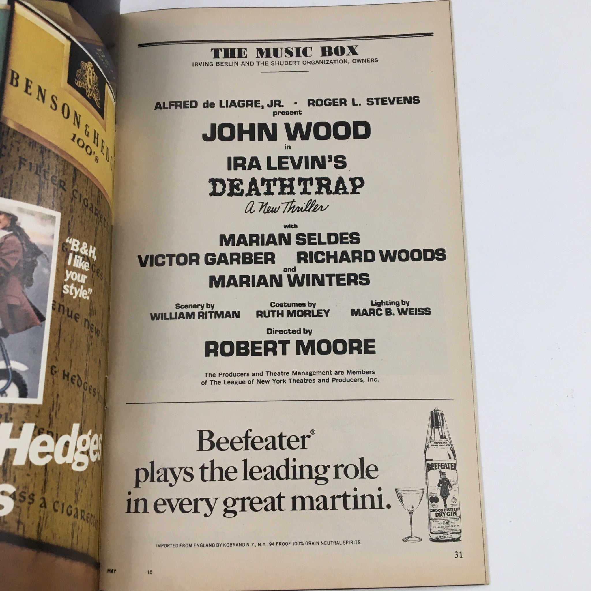 1978 Playbill The Music Box Present John Wood in Ira Levin's Deathtrap Thriller