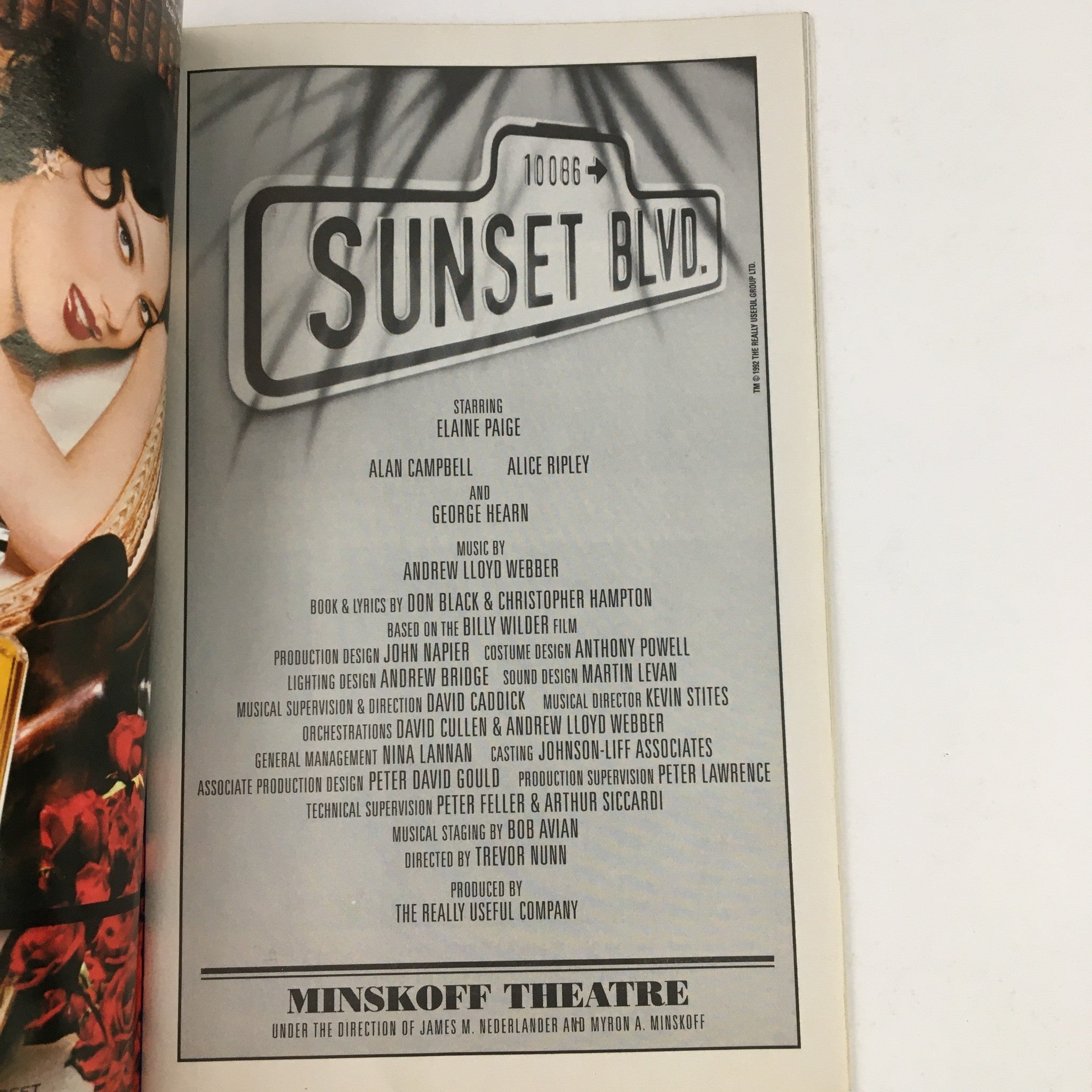 1996 Playbill Minskoff Theatre Present 10086 Sunset Boulevard by Trevor Nunn