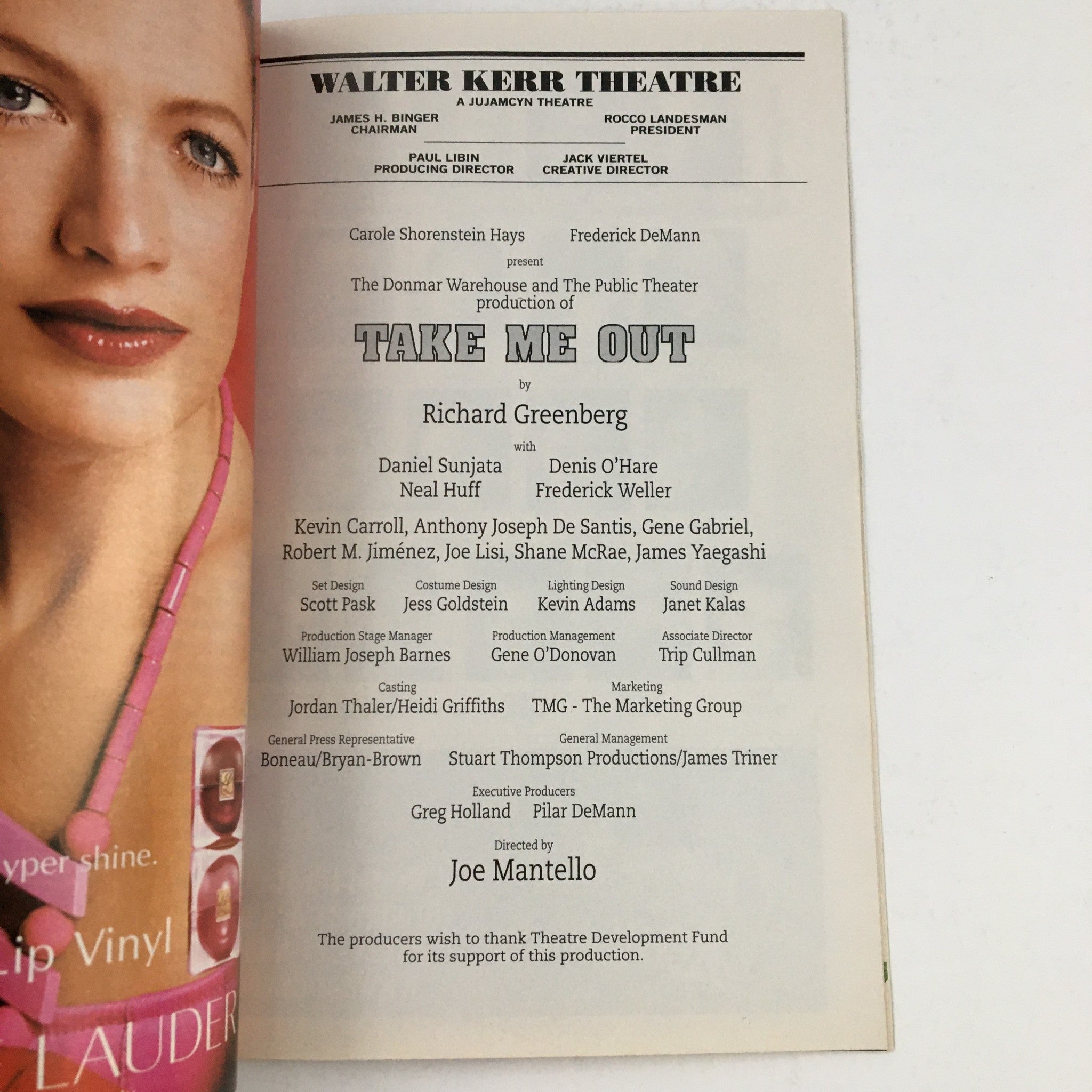 2003 Playbill Walter Kerr Theatre Present Take Me Out by Richard Greenberg