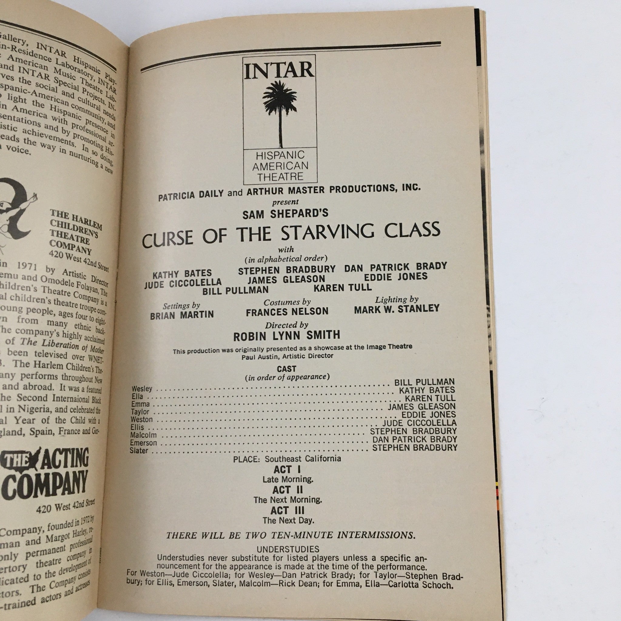 1985 Showbill 42nd Street Theatre Row Present Curse of the Starving Class