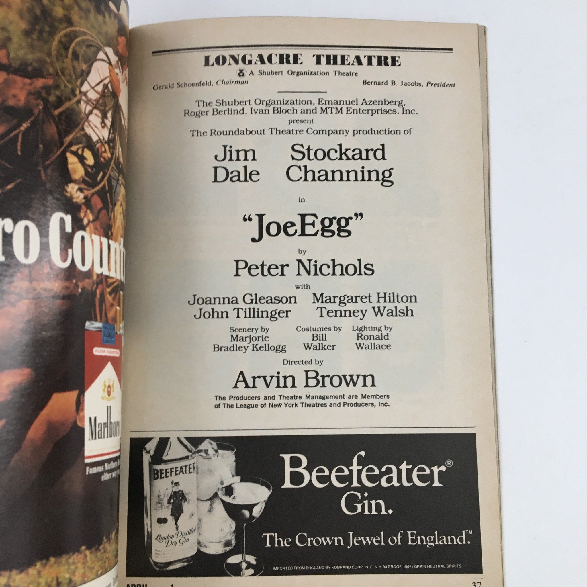 1985 Playbill Longacre Theatre Present Jim Dale in JoeEgg by Peter Nichols