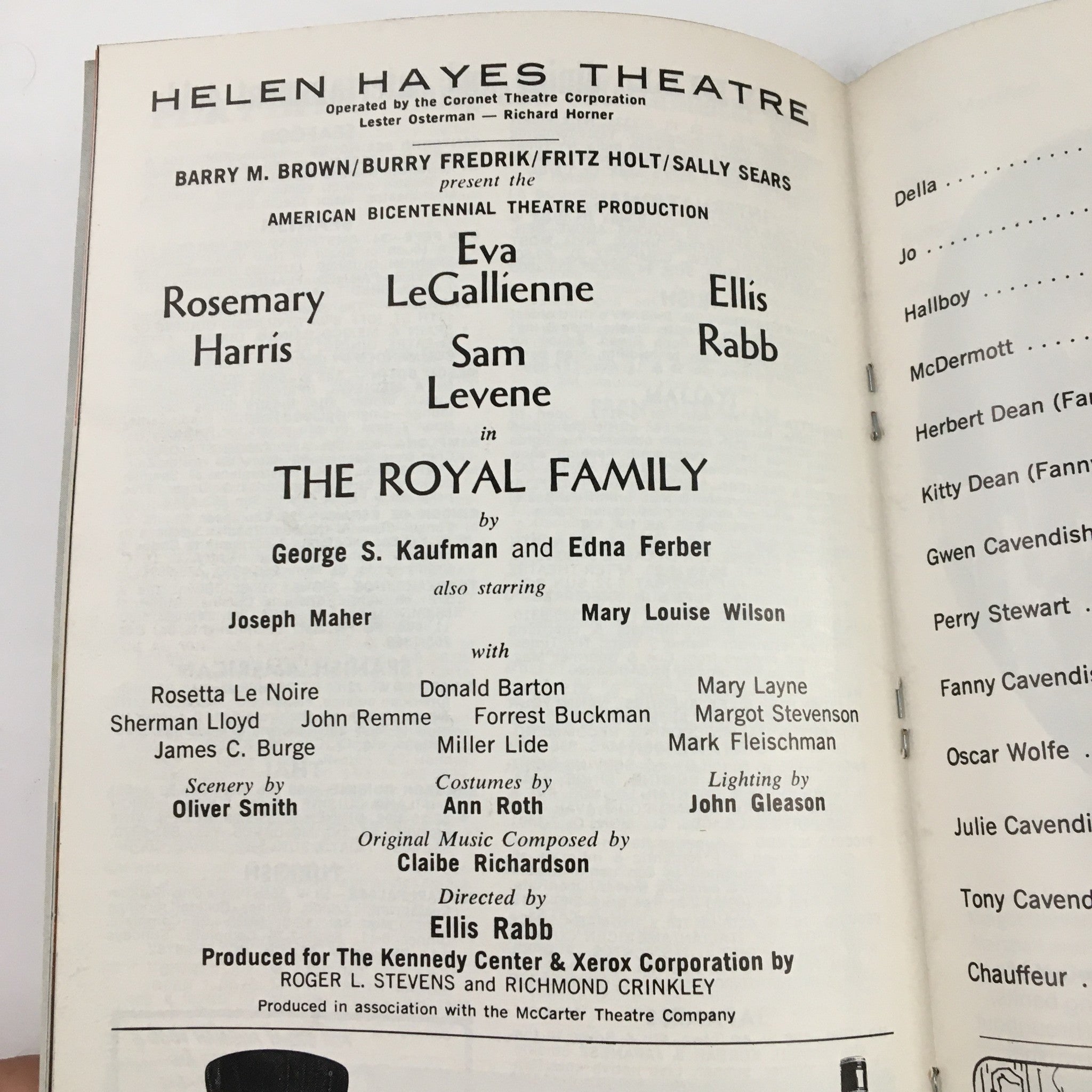 1976 Playbill Helen Hayes Theatre Present Sam Levene in The Royal Family