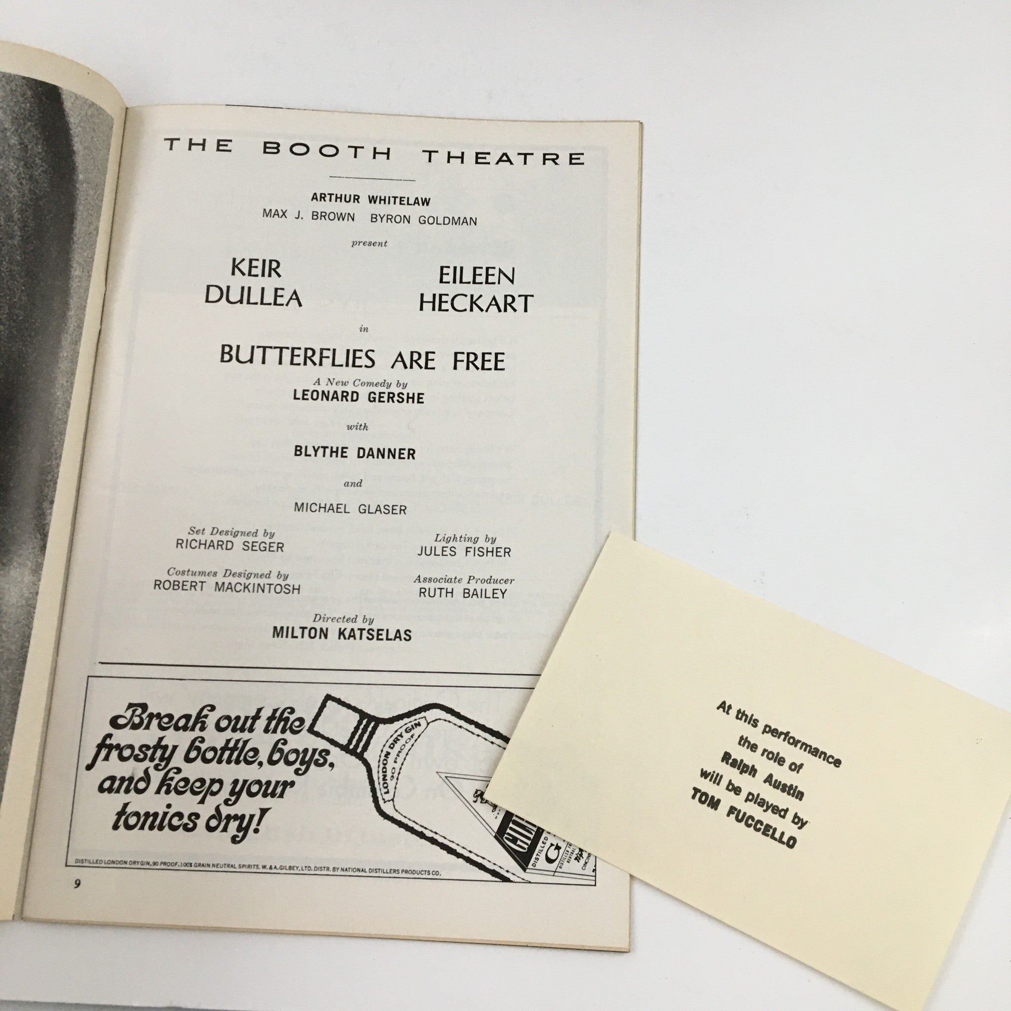 1970 Playbill The Booth Theatre Present Keir Dullea in Butterflies Are Free VG