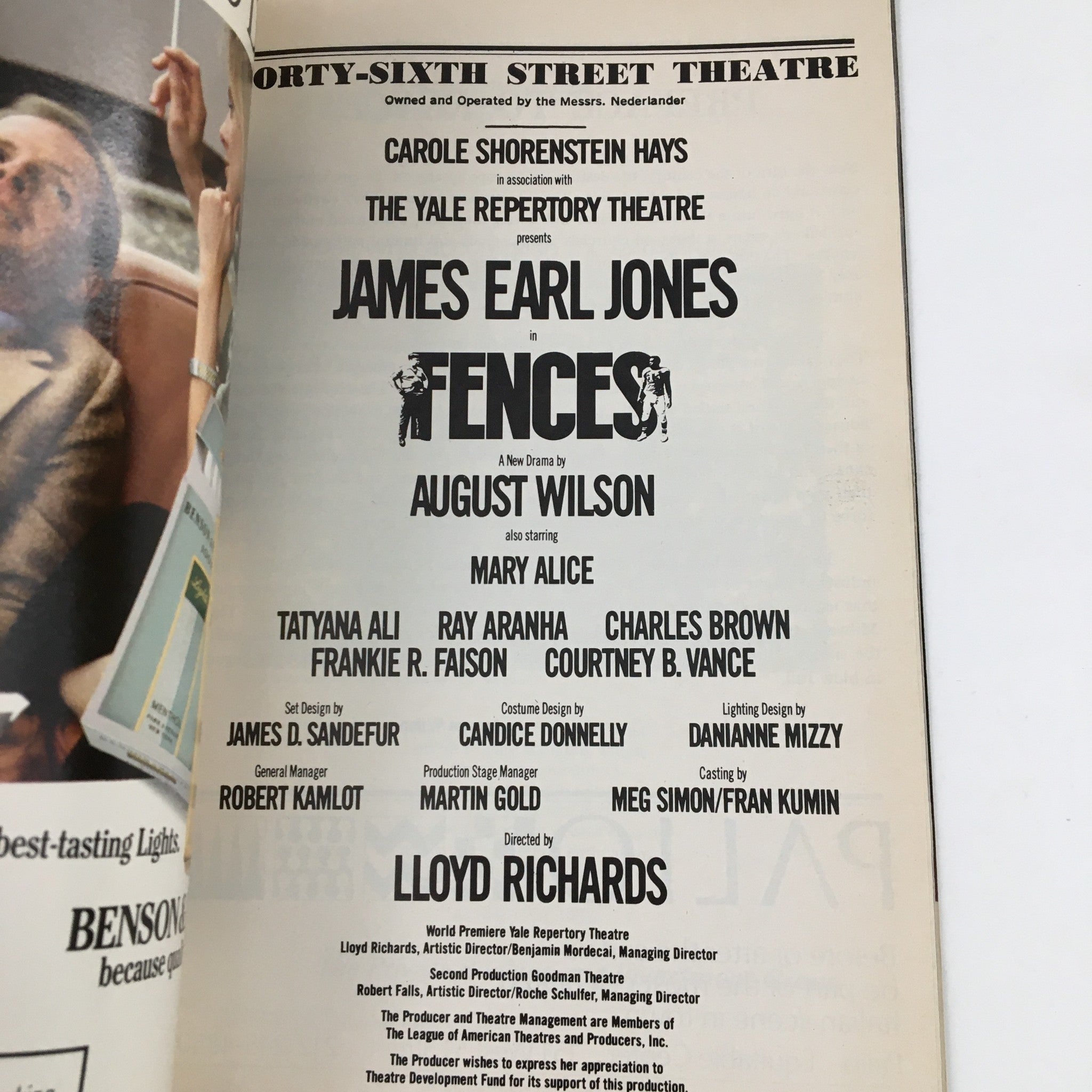 1987 Playbill Forty-Sixth Street Theatre Present James Earl Jones in Fences VG