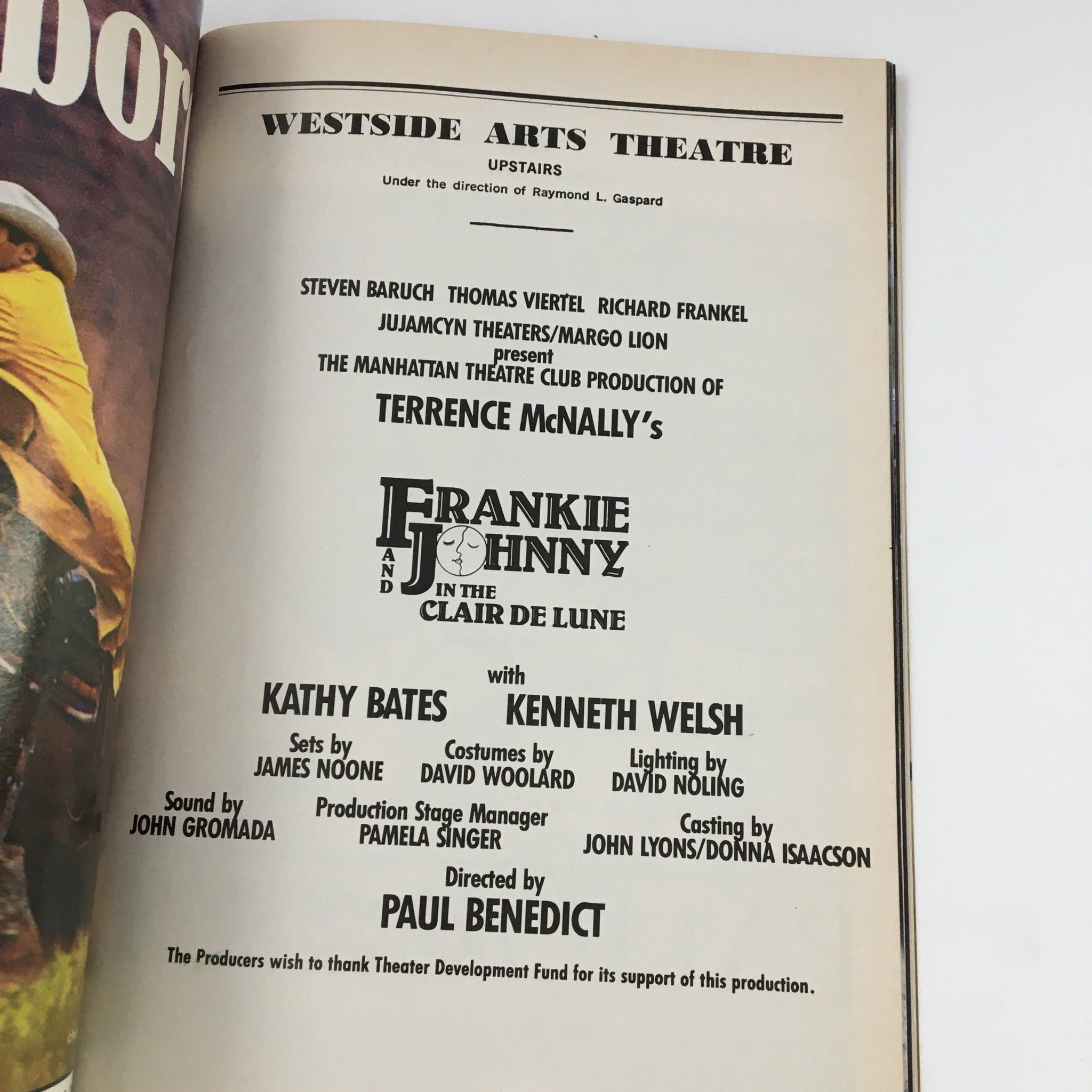 1987 Playbill Westside Art Theatre Present Frankie & Johnny In The Clair De Lune