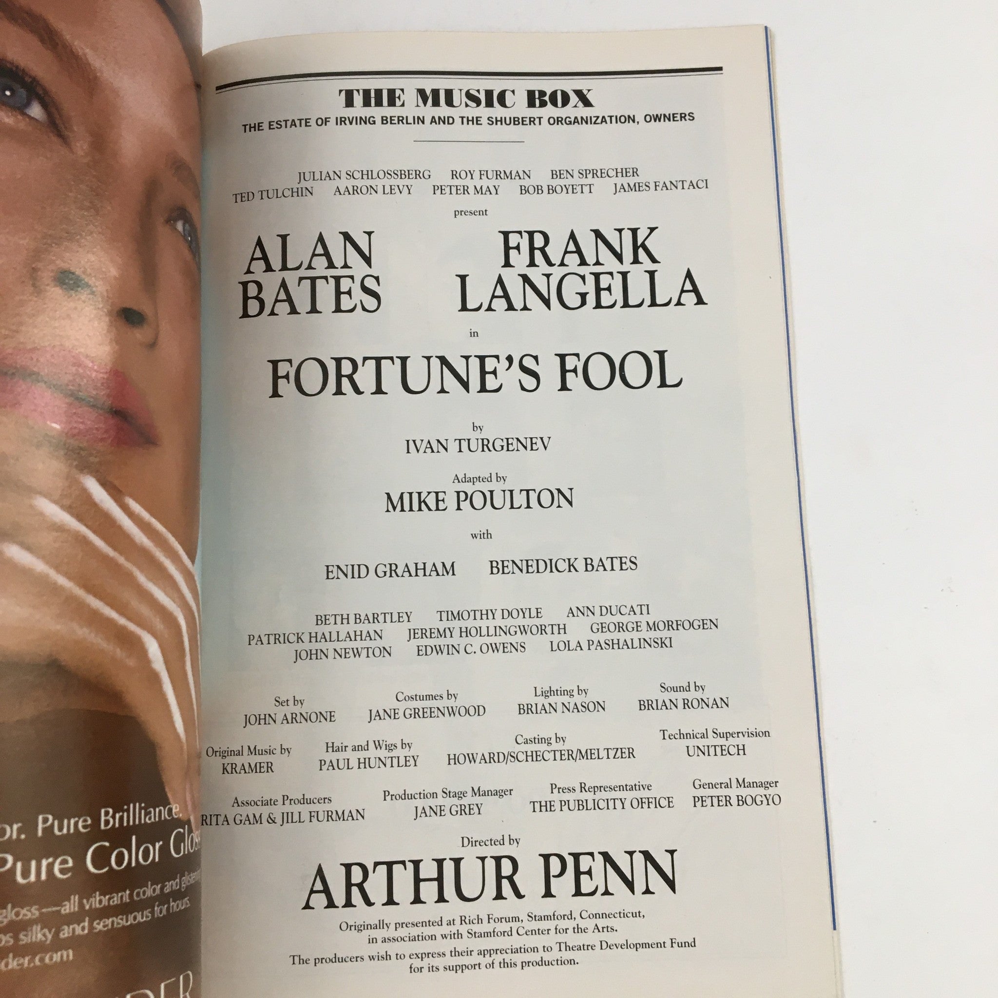 2002 Playbill The Music Box Present Alan Bates in Fortune's Fool by Arthur Penn