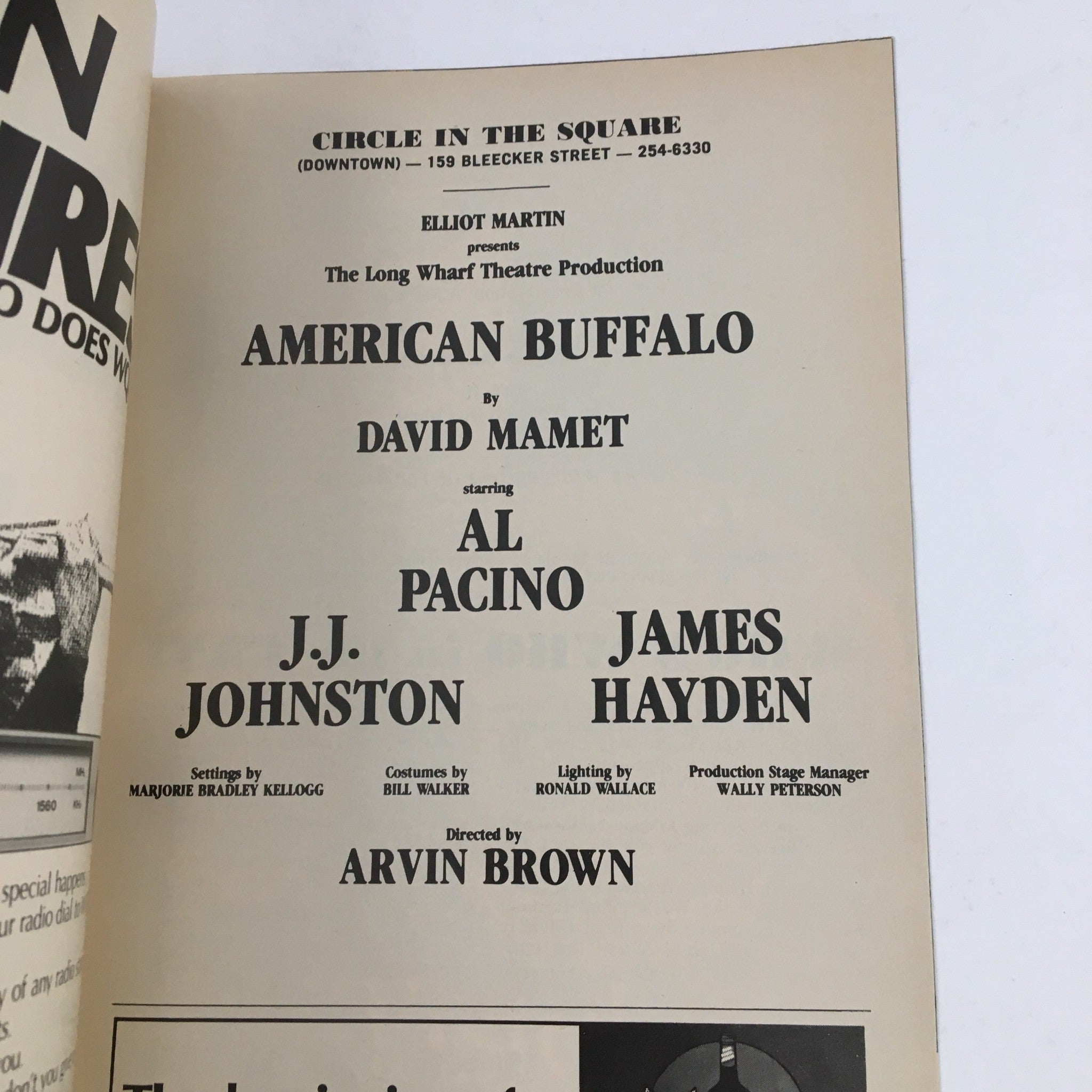 1981 Showbill Circle In The Square Present Al Pacino in American Buffalo VG