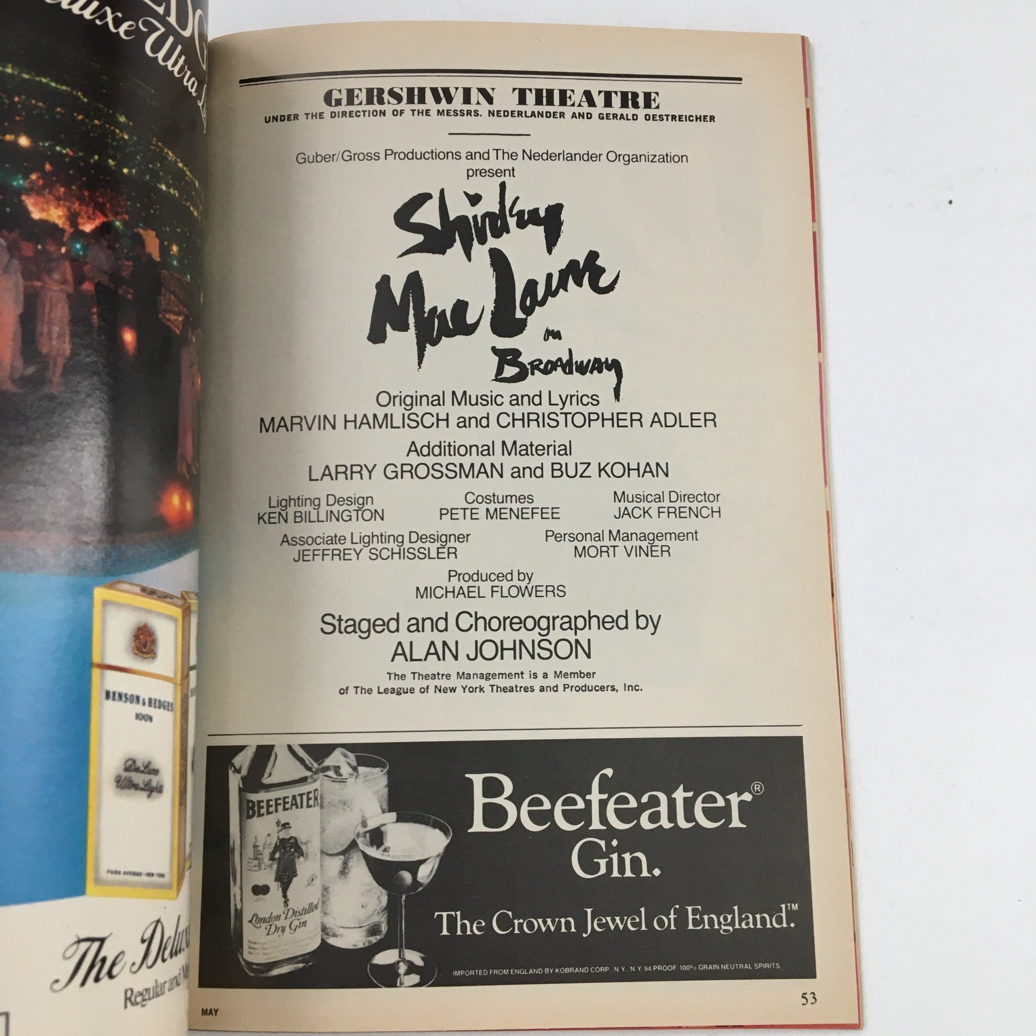 1984 Playbill Gershwin Theatre Present Shirley MacLaine on Broadway VG