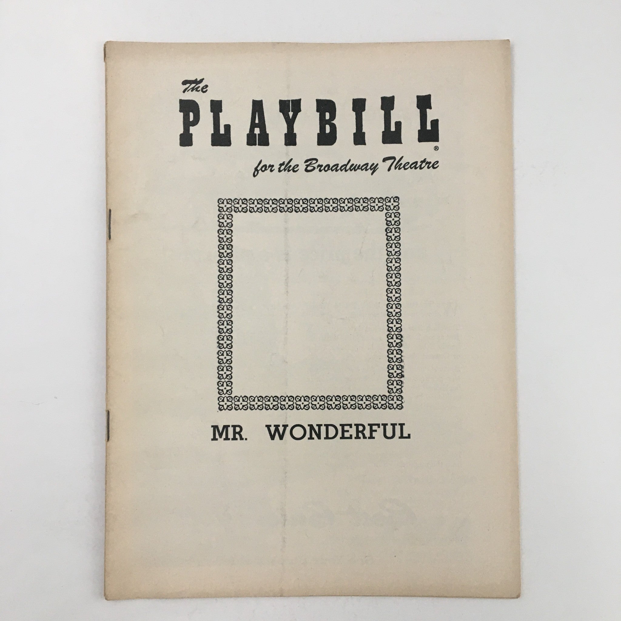 1956 Playbill The Broadway Theatre Present Mr. Wonderful A New Musical Comedy