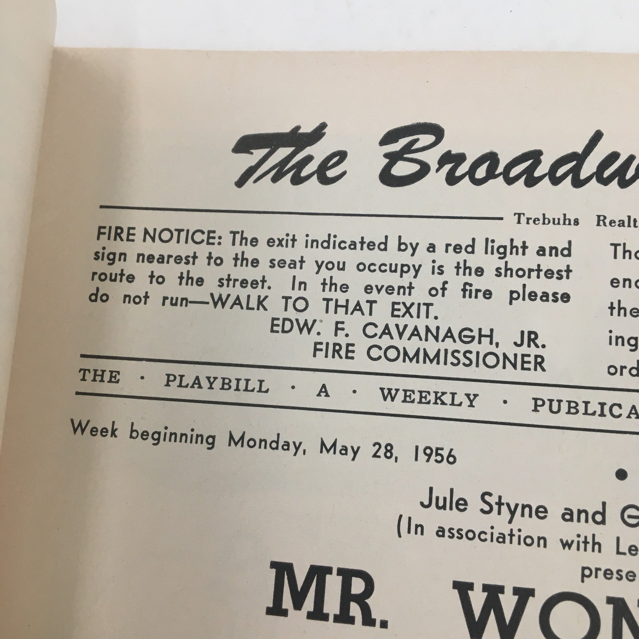 1956 Playbill The Broadway Theatre Present Mr. Wonderful A New Musical Comedy