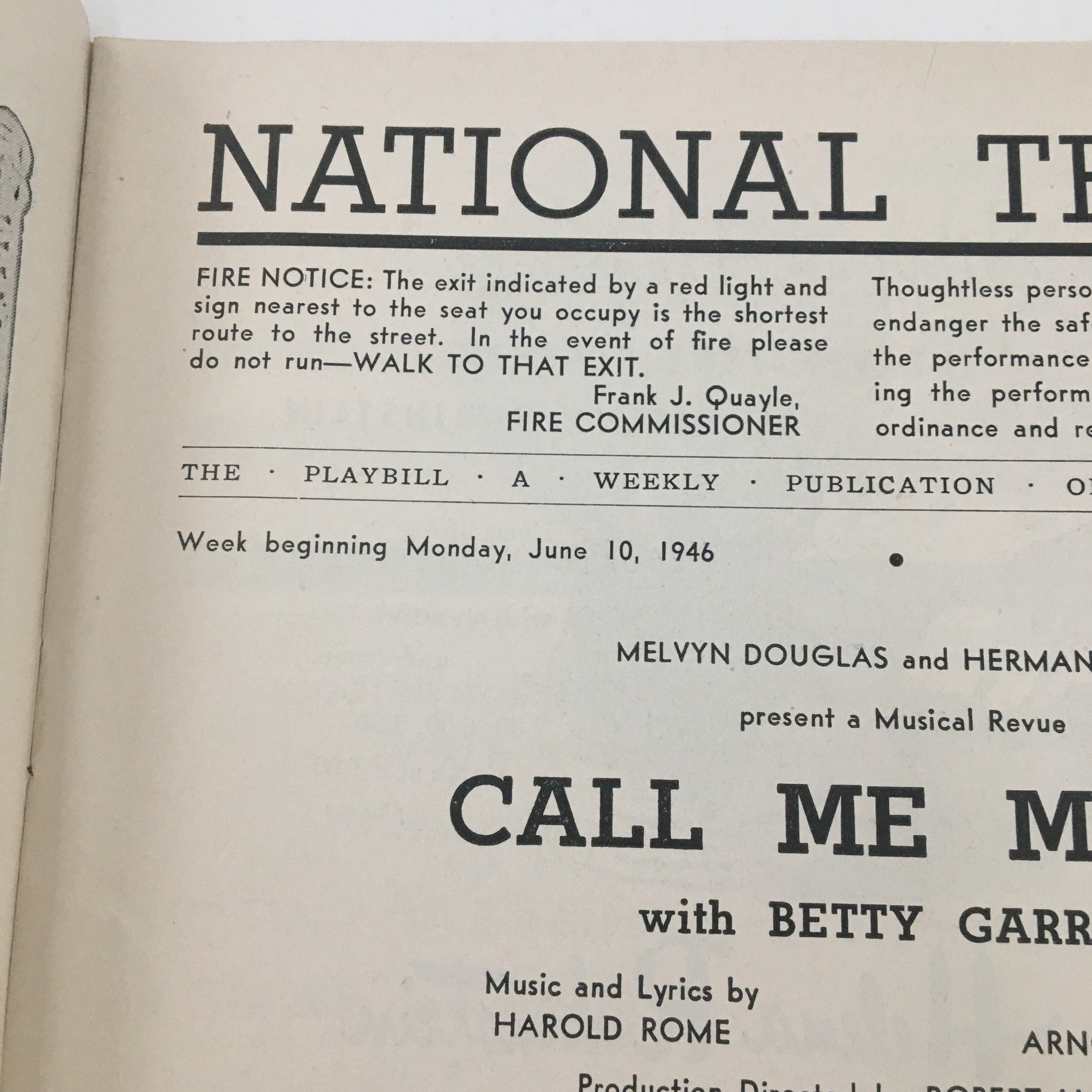 1946 Playbill National Theatre Present Call Me Mister with Betty Garrett