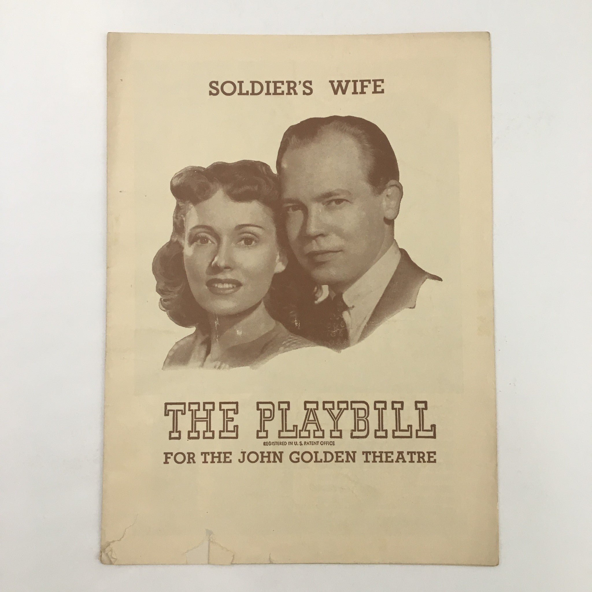 1945 Playbill John Golden Theatre Presents Soldier's Wife by Rose Franken