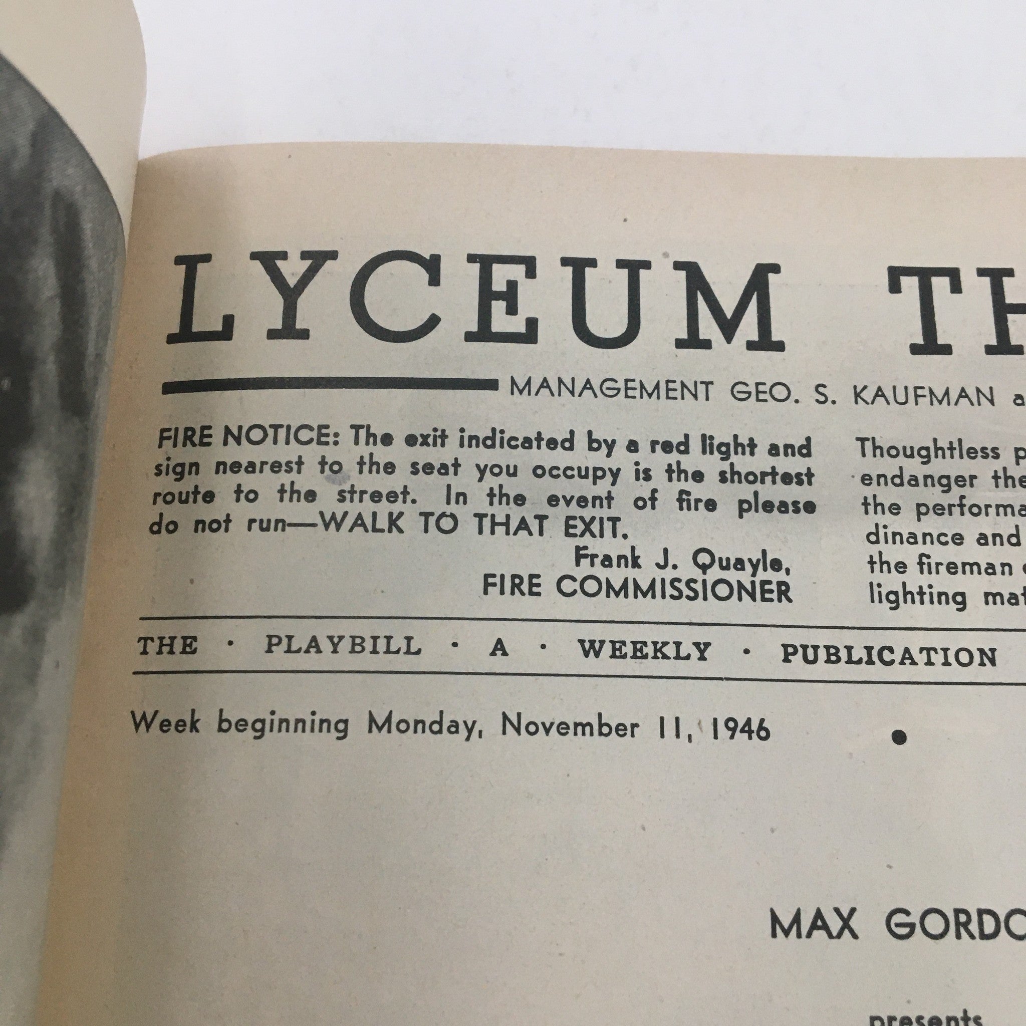 1946 Playbill Lyceum Theatre Max Gordon Present Born Yesterday by Garson Kanin