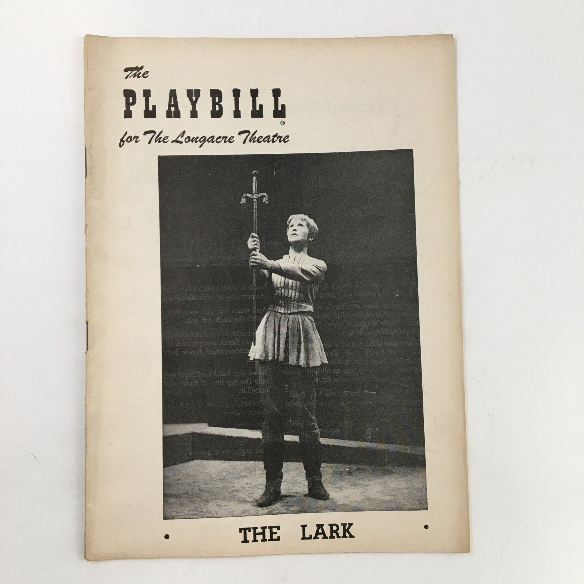 1956 Playbill Longacre Theater Presents Julie Harris in The Lark by J. Anthony