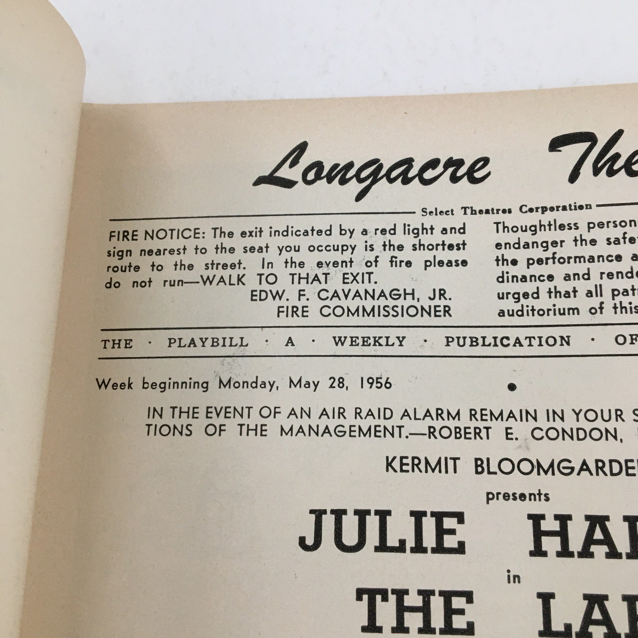 1956 Playbill Longacre Theater Presents Julie Harris in The Lark by J. Anthony