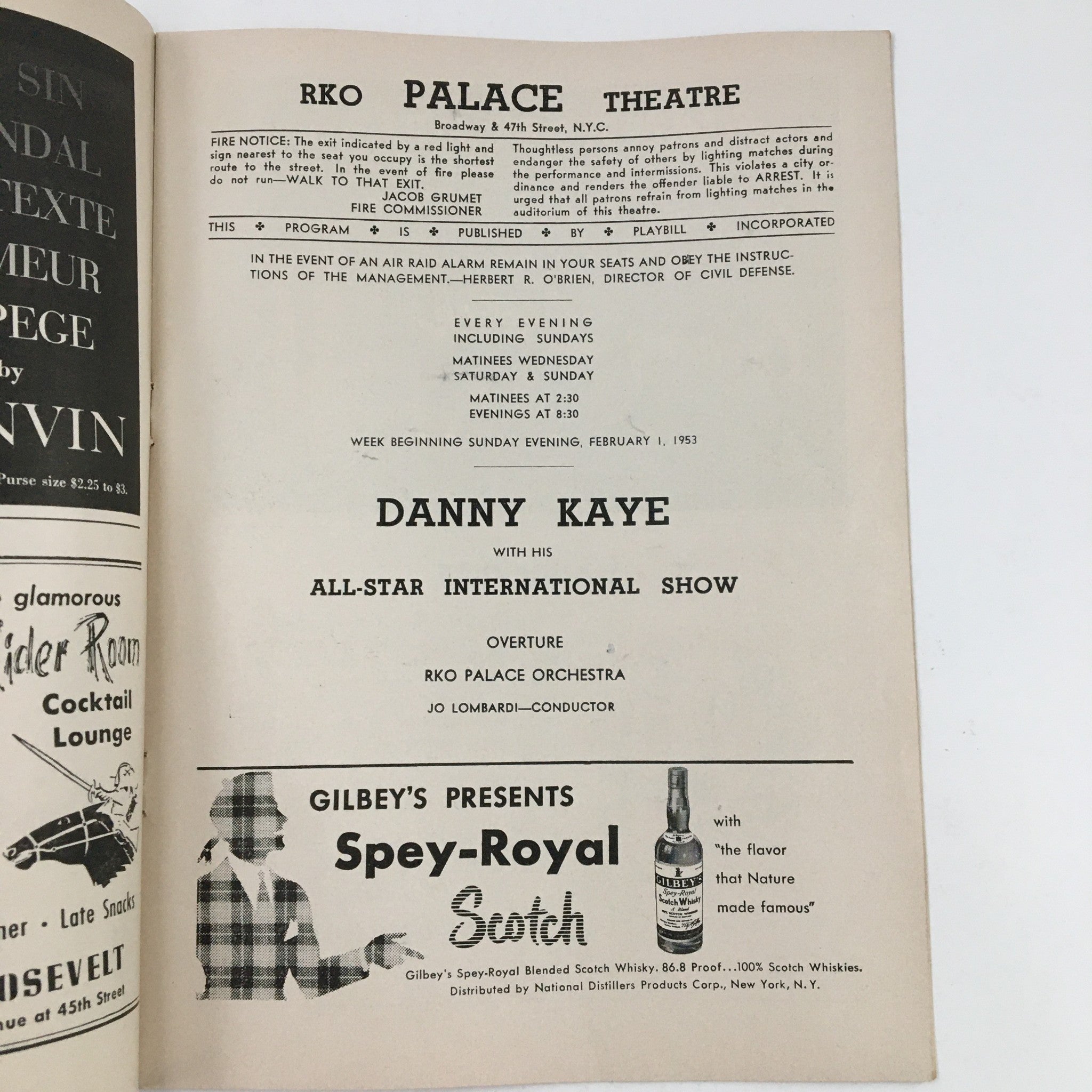 1953 Playbill RKO Palace Theatre Present Danny Kaye All-Star International Show