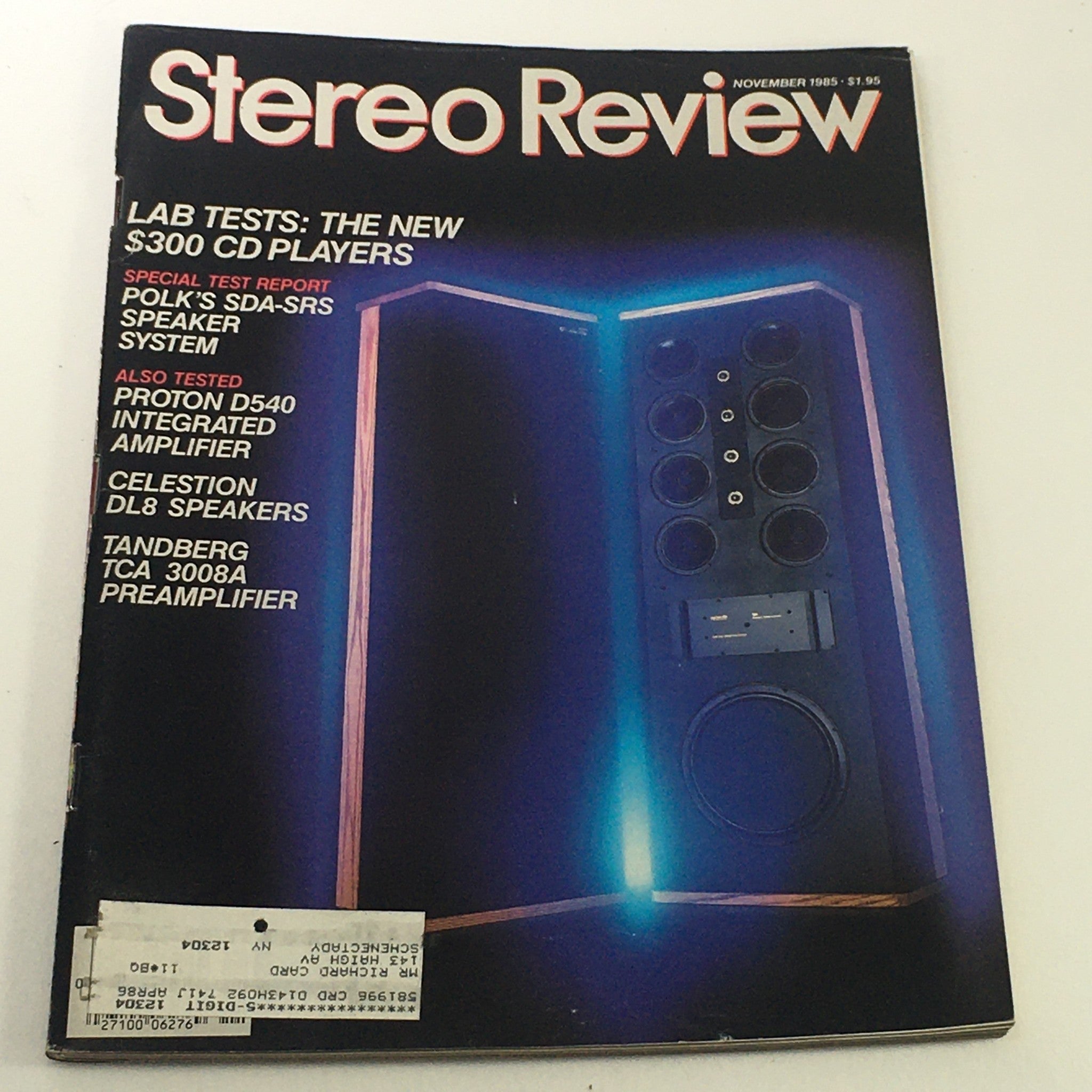 VTG Stereo Review Music Magazine November 1985 - Polk's SDA-SRS Speaper System