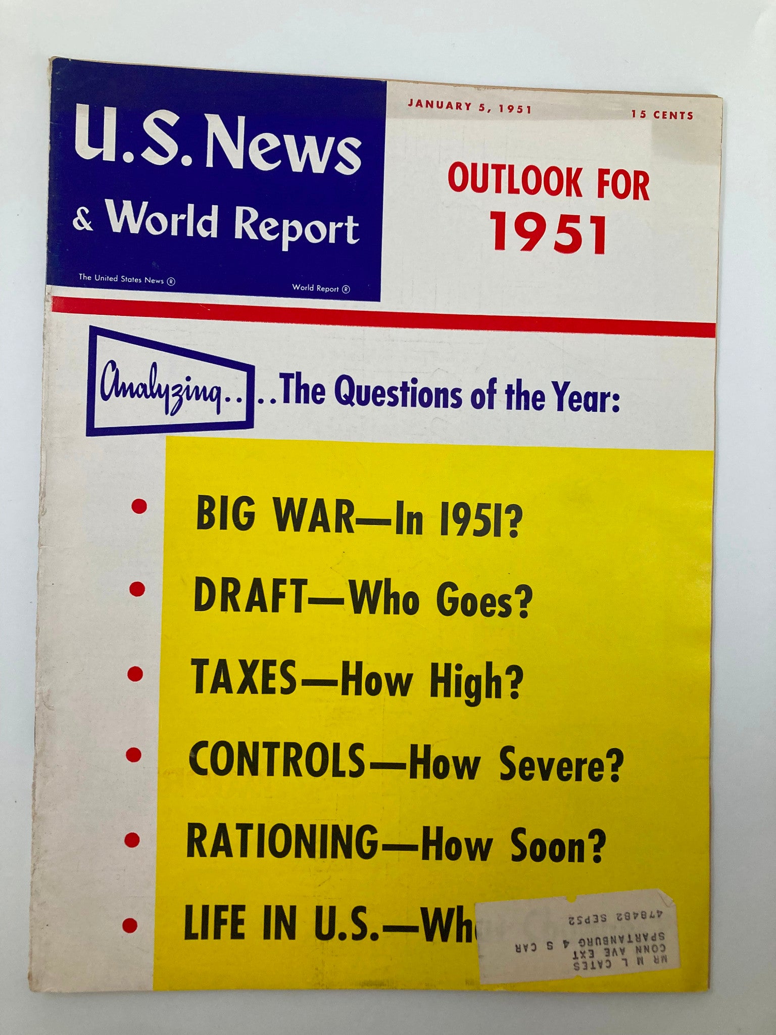 US News & World Report Magazine January 5 1951 Analyzing Questions of the Year