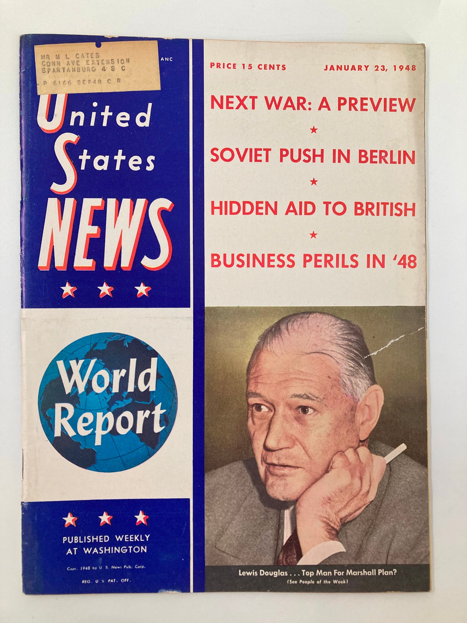 US News & World Report Magazine January 23 1948 Lewis Douglas for Marshall Plan