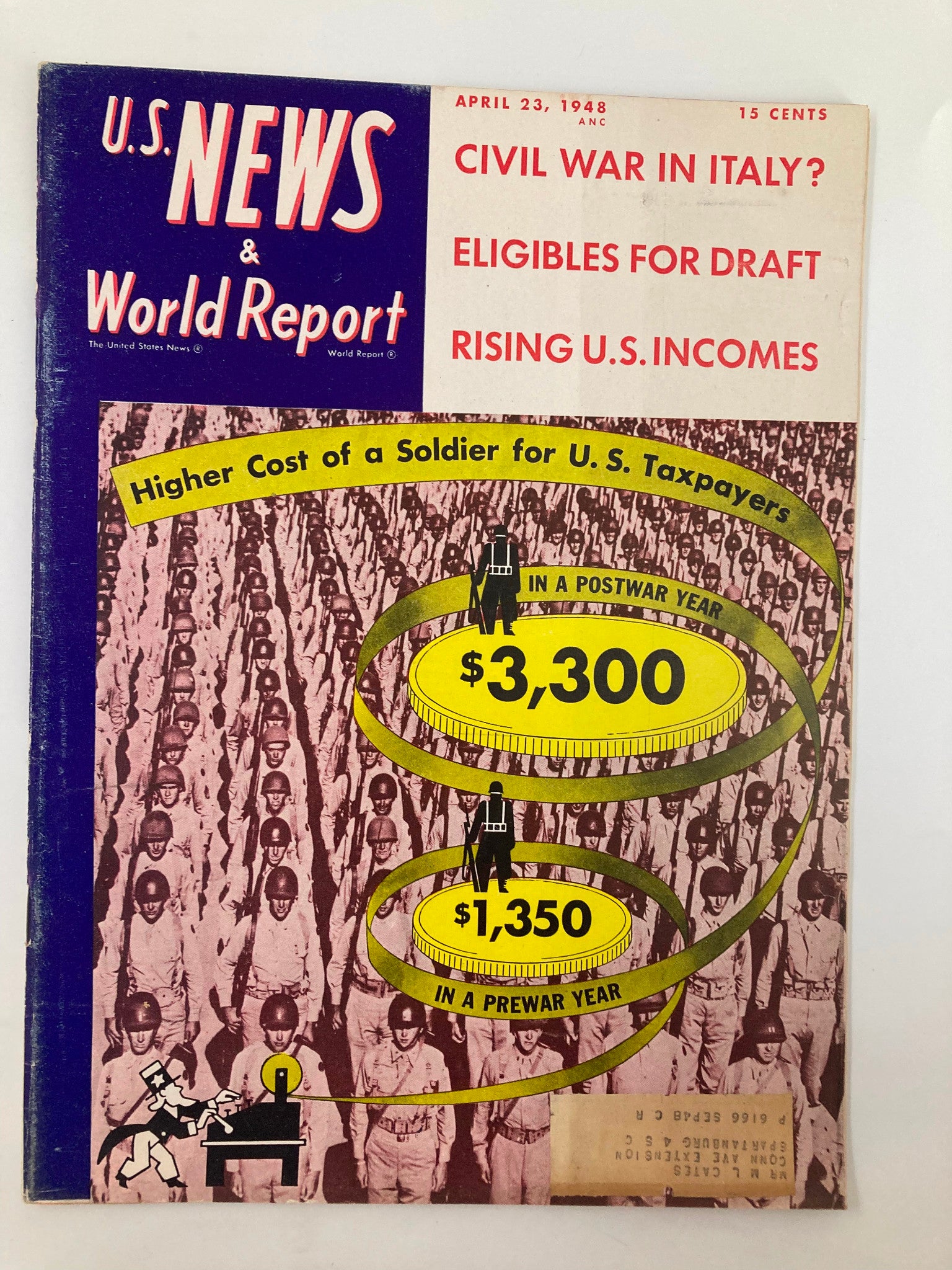 US News & World Report Magazine April 23 1948 Higher Cost of a Soldier Taxpayers