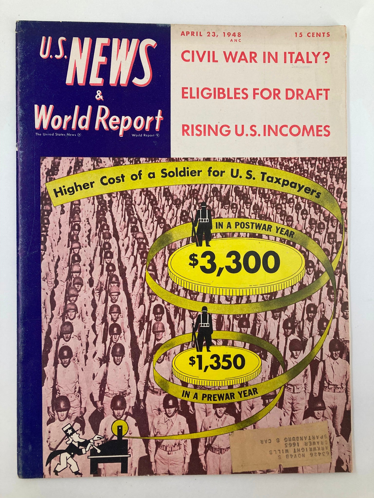 US News & World Report Magazine April 23 1948 Cost of Soldier for US Taxpayers