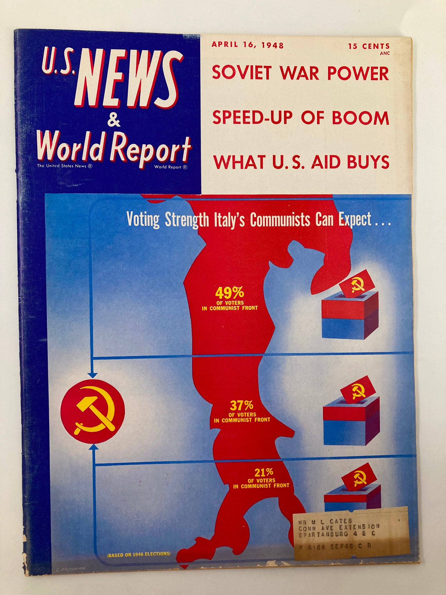 US News & World Report Magazine April 16 1948 Voting Strength Italy's Communist