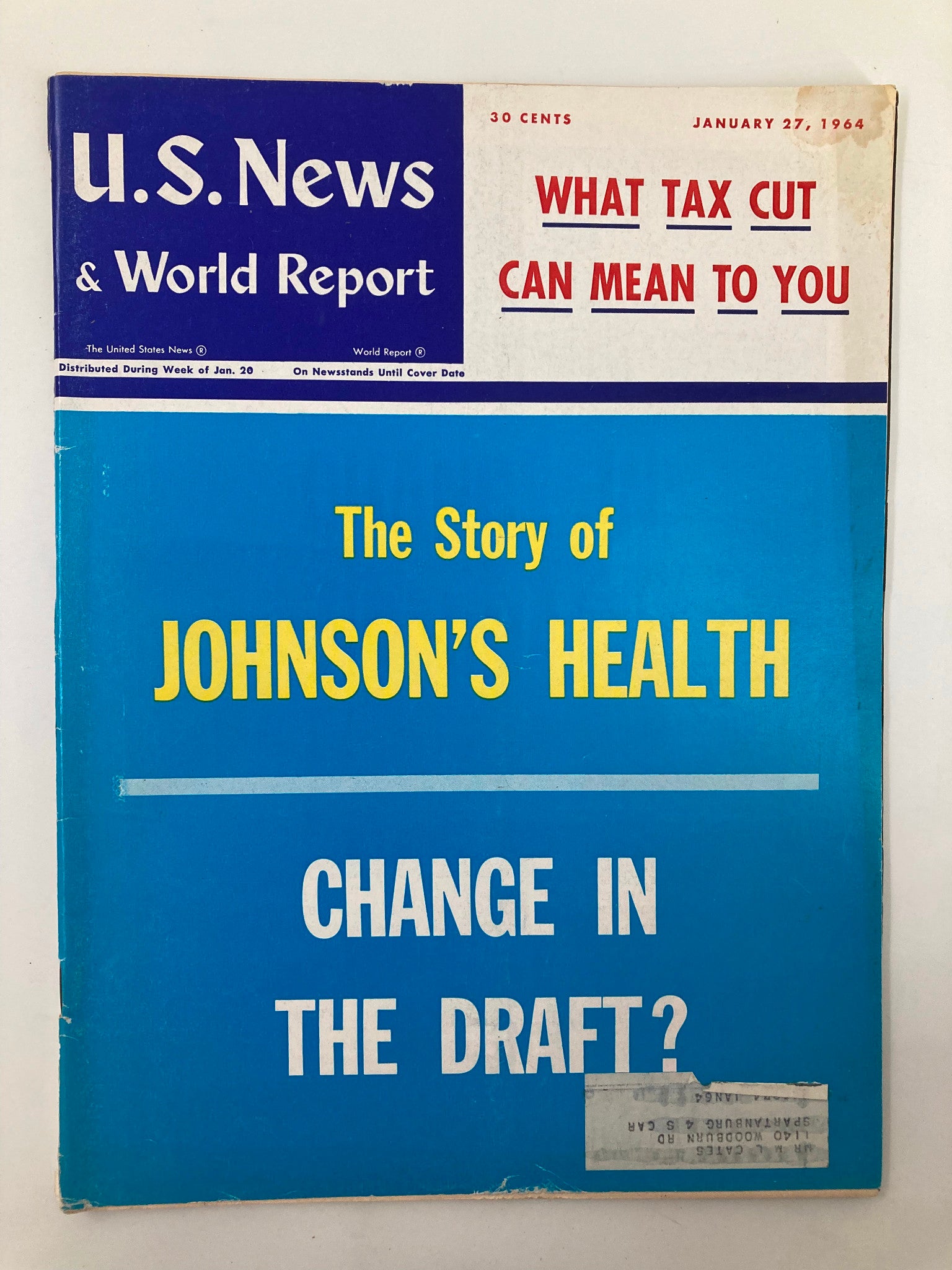 US News & World Report Magazine January 27 1964 The Story of Johnson's Health