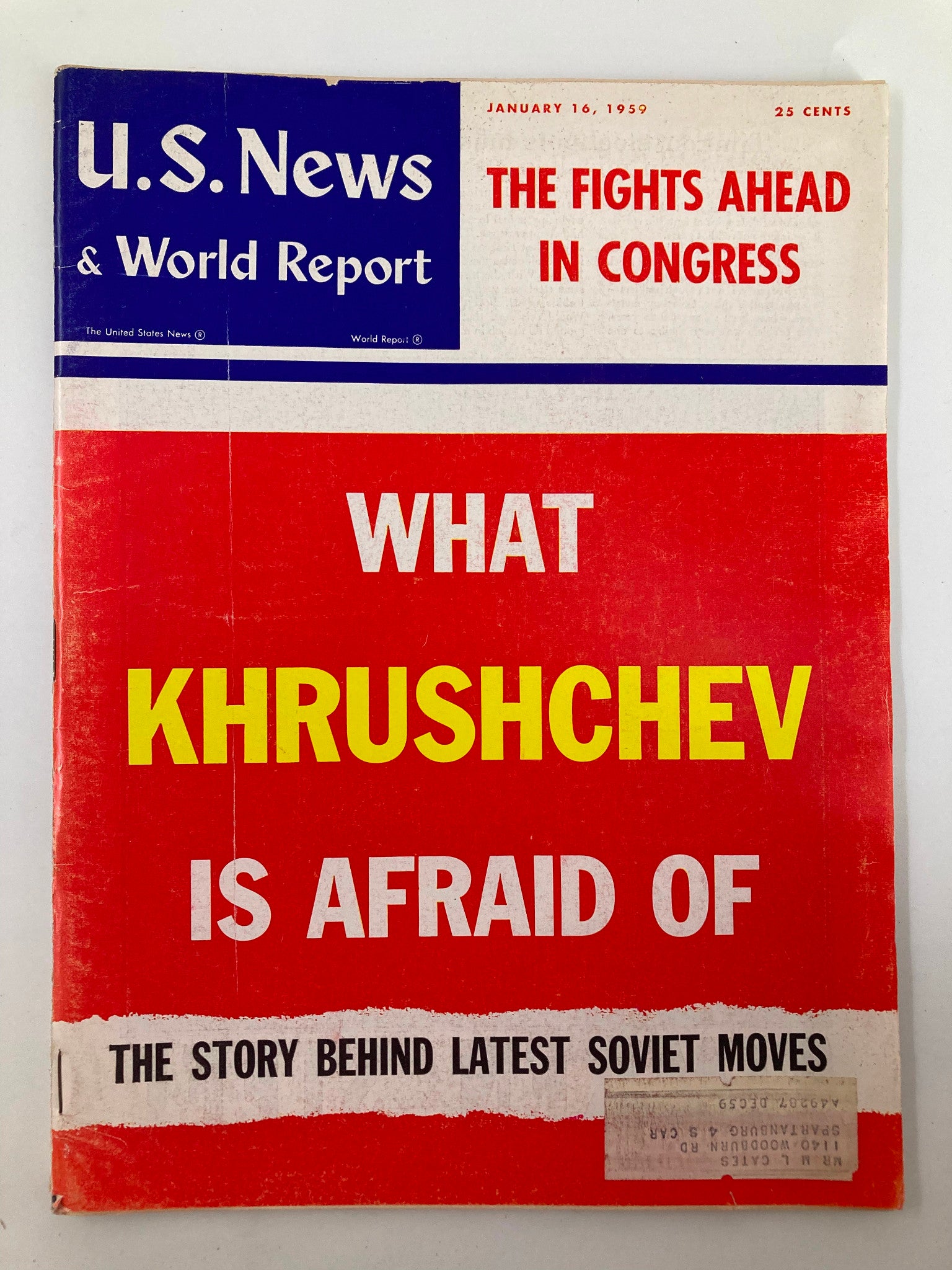 US News & World Report Magazine January 16 1959 What Khrushchev is Afraid Of