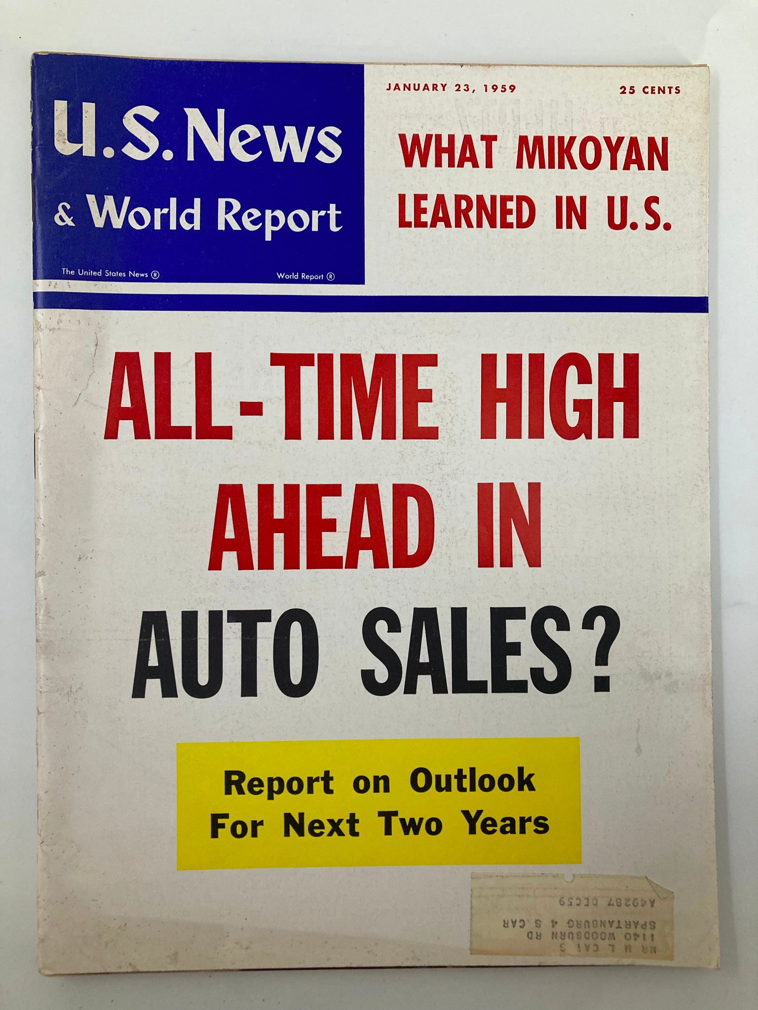 US News & World Report Magazine January 23 1959 What Mikoyan Learned in U.S.