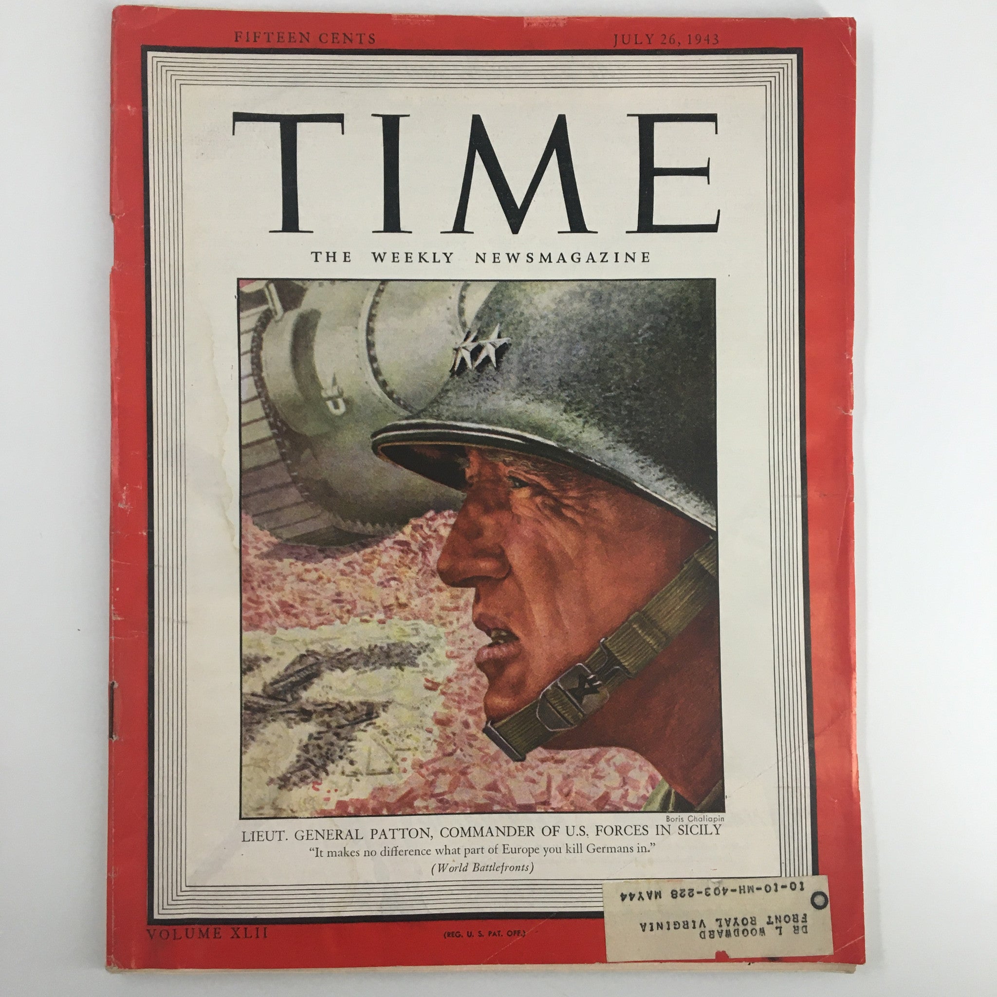 VTG Time Magazine July 26 1943 Vol. 42 No. 4 Lieut. Gen. George S. Patton