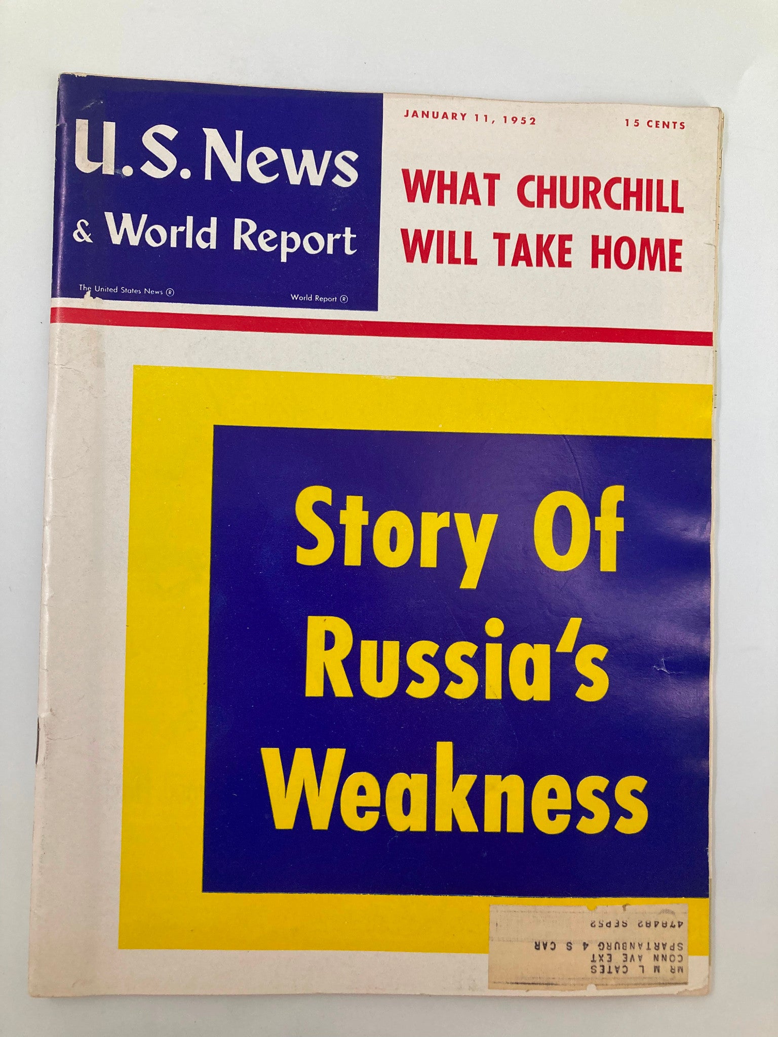 US News & World Report Magazine January 11 1952 What Churchill Will Take Home