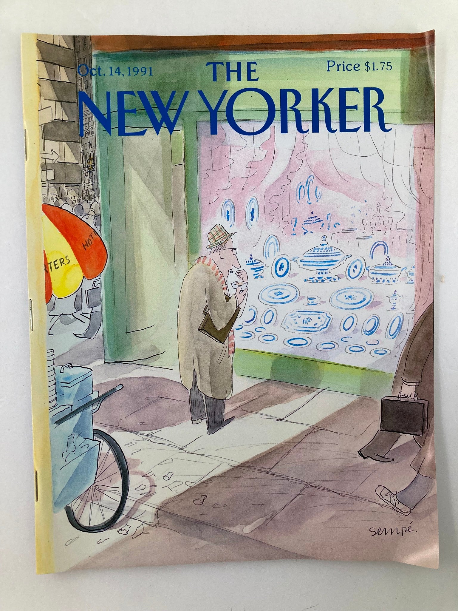 The New Yorker Full Magazine October 14 1991 Plate Store by J.J. Sempe No Label