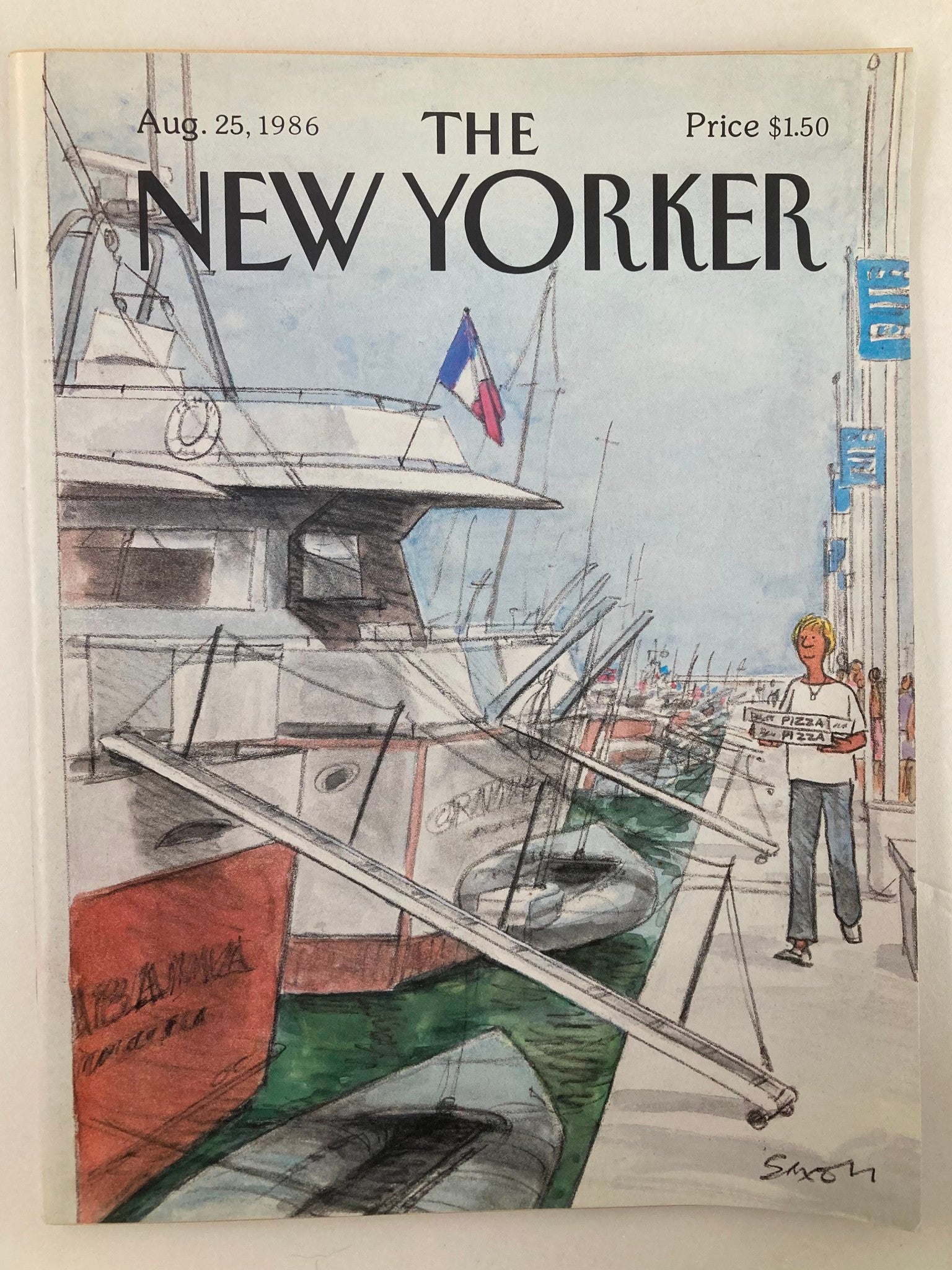 The New Yorker Full Magazine August 25 1986 Pizza Boat by Charles Saxon No Label