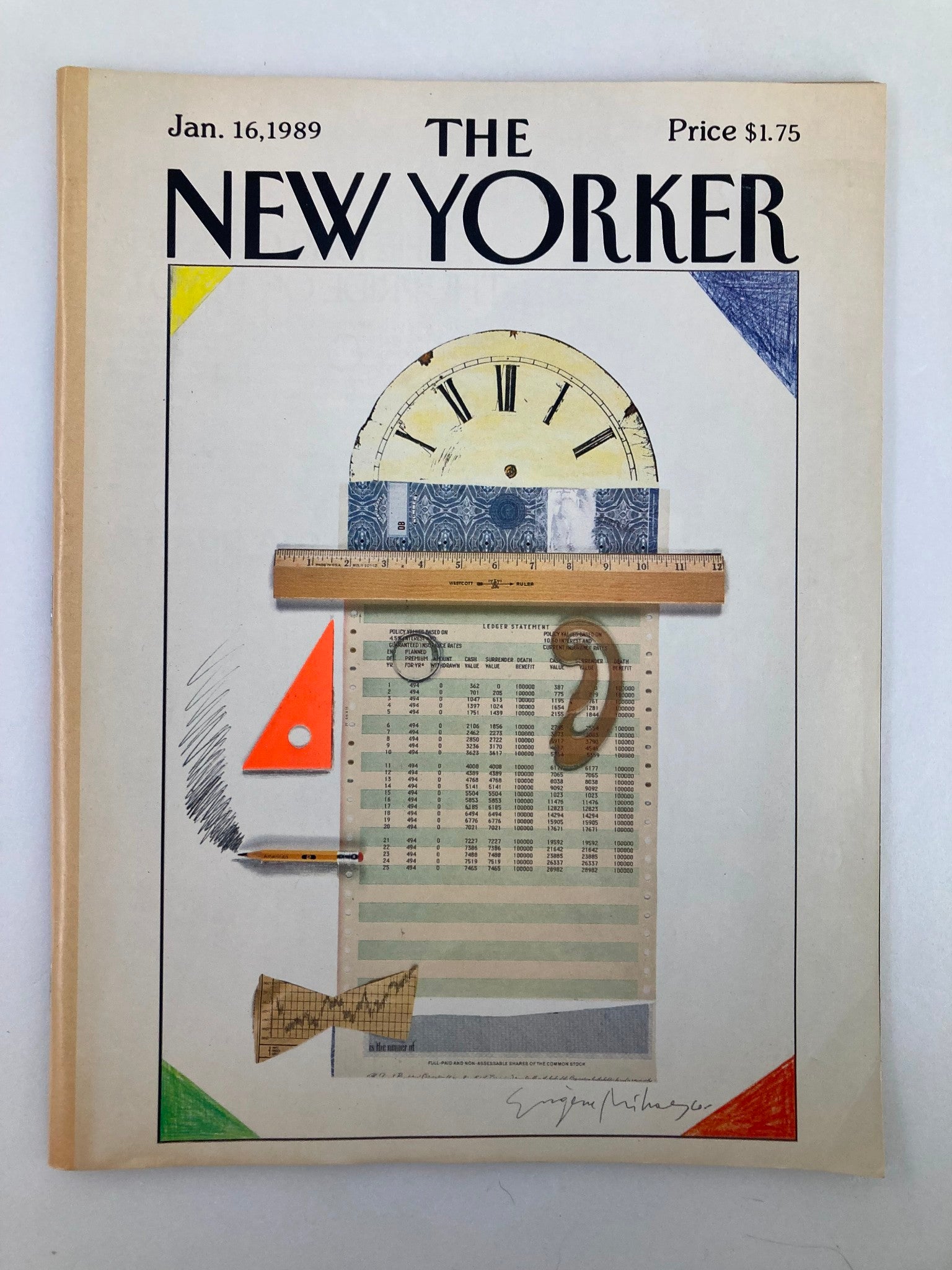 The New Yorker Full Magazine January 16 1989 Ledger by Eugene Mihaesco No Label